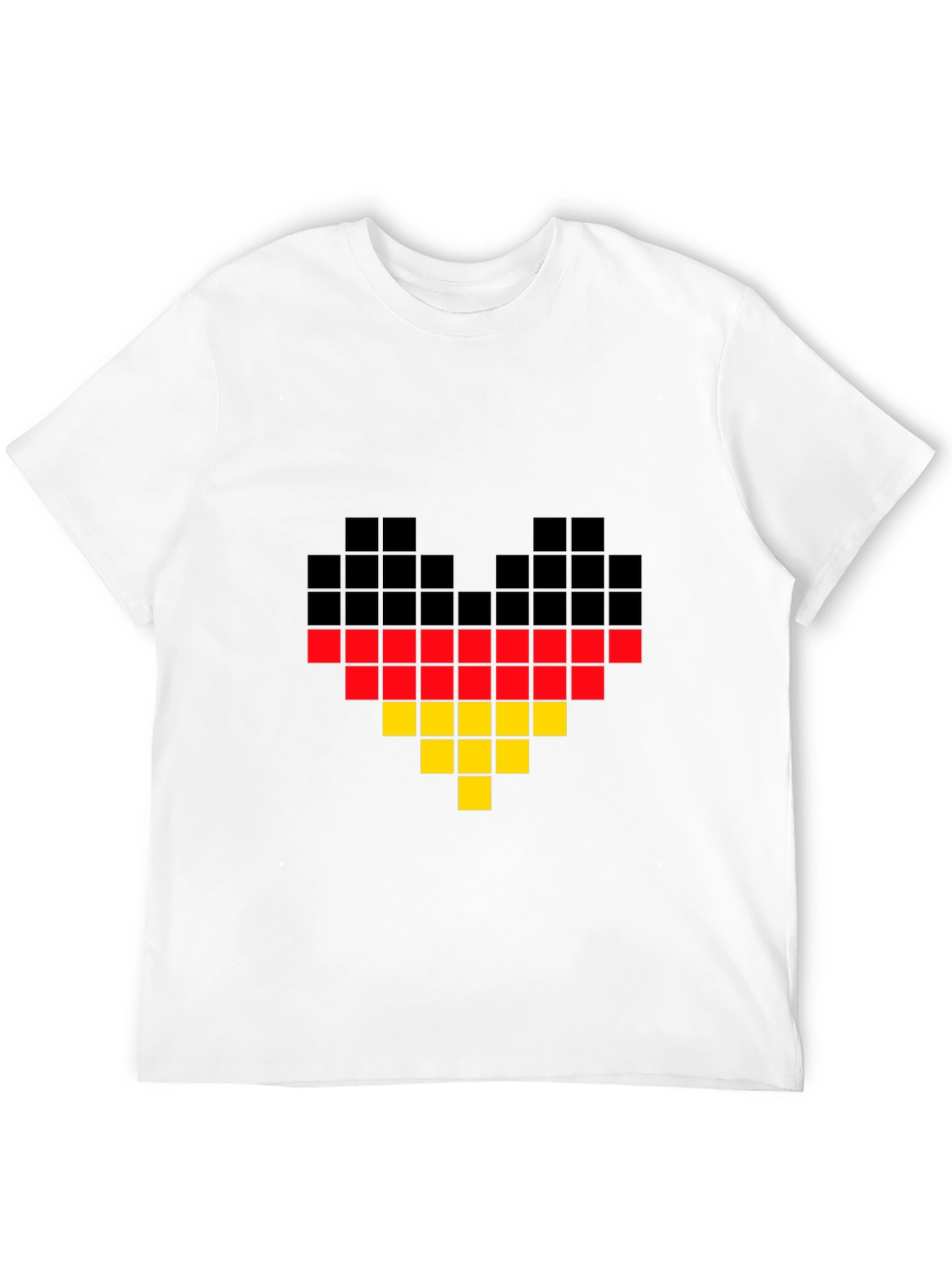 Pixel Germany Flag Heart T-Shirt - Black
