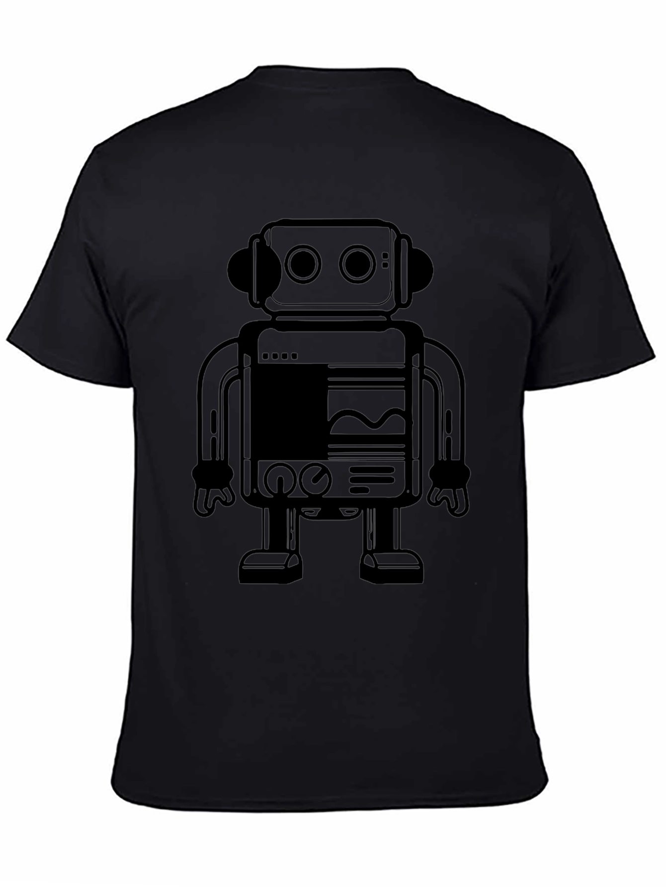 Retro Robot Graphic Tee - Cool Black T-Shirt