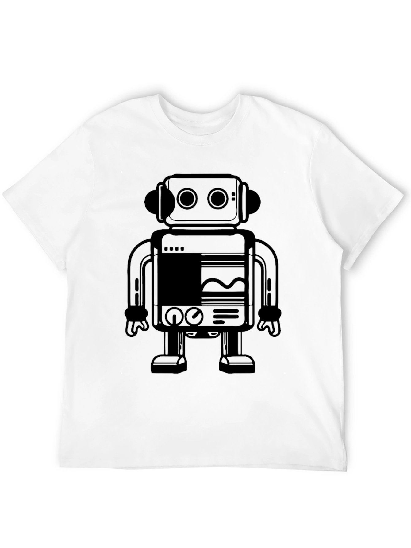 Retro Robot Graphic Tee - Cool Black T-Shirt