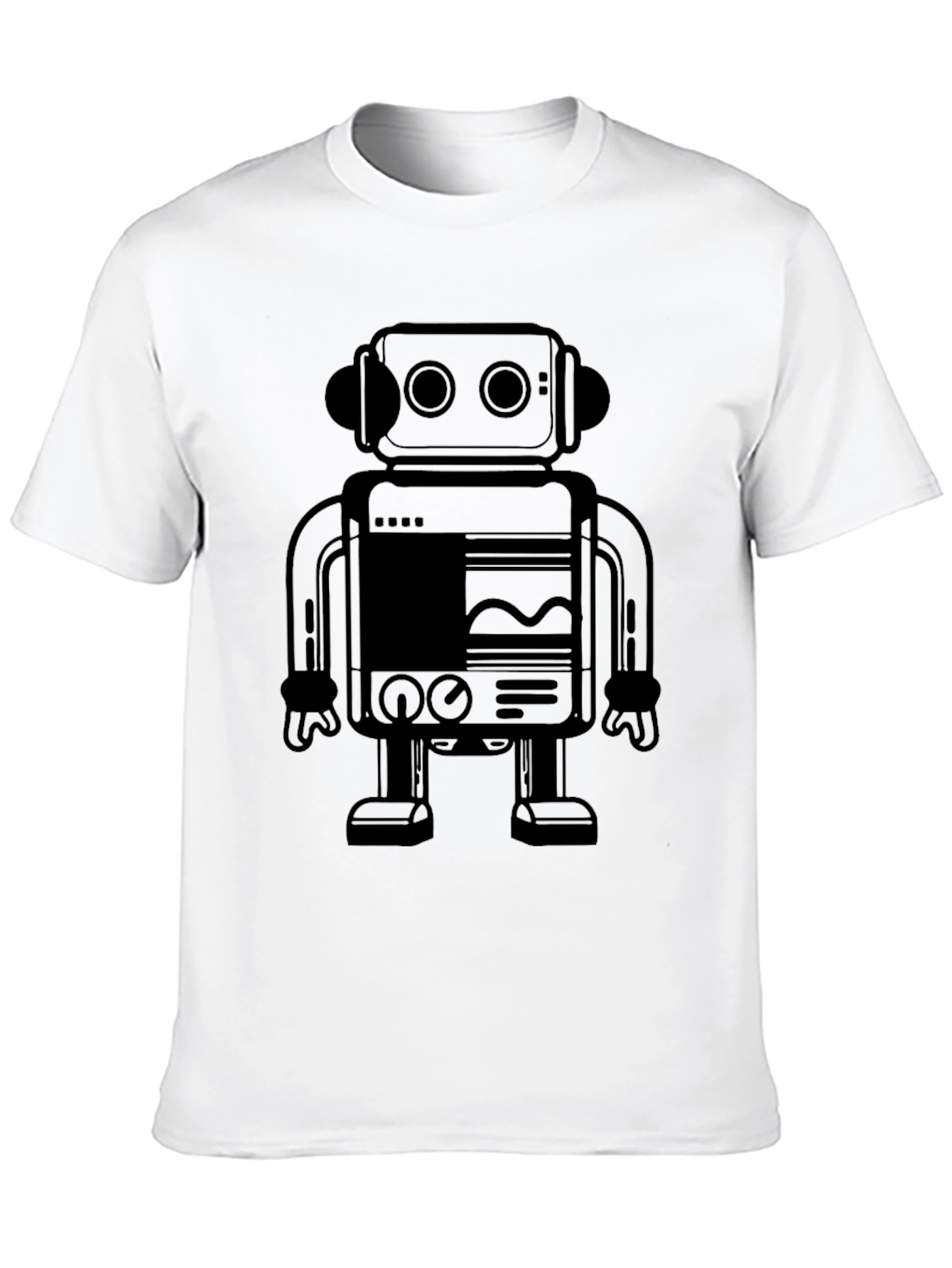 Retro Robot Graphic Tee - Cool Black T-Shirt