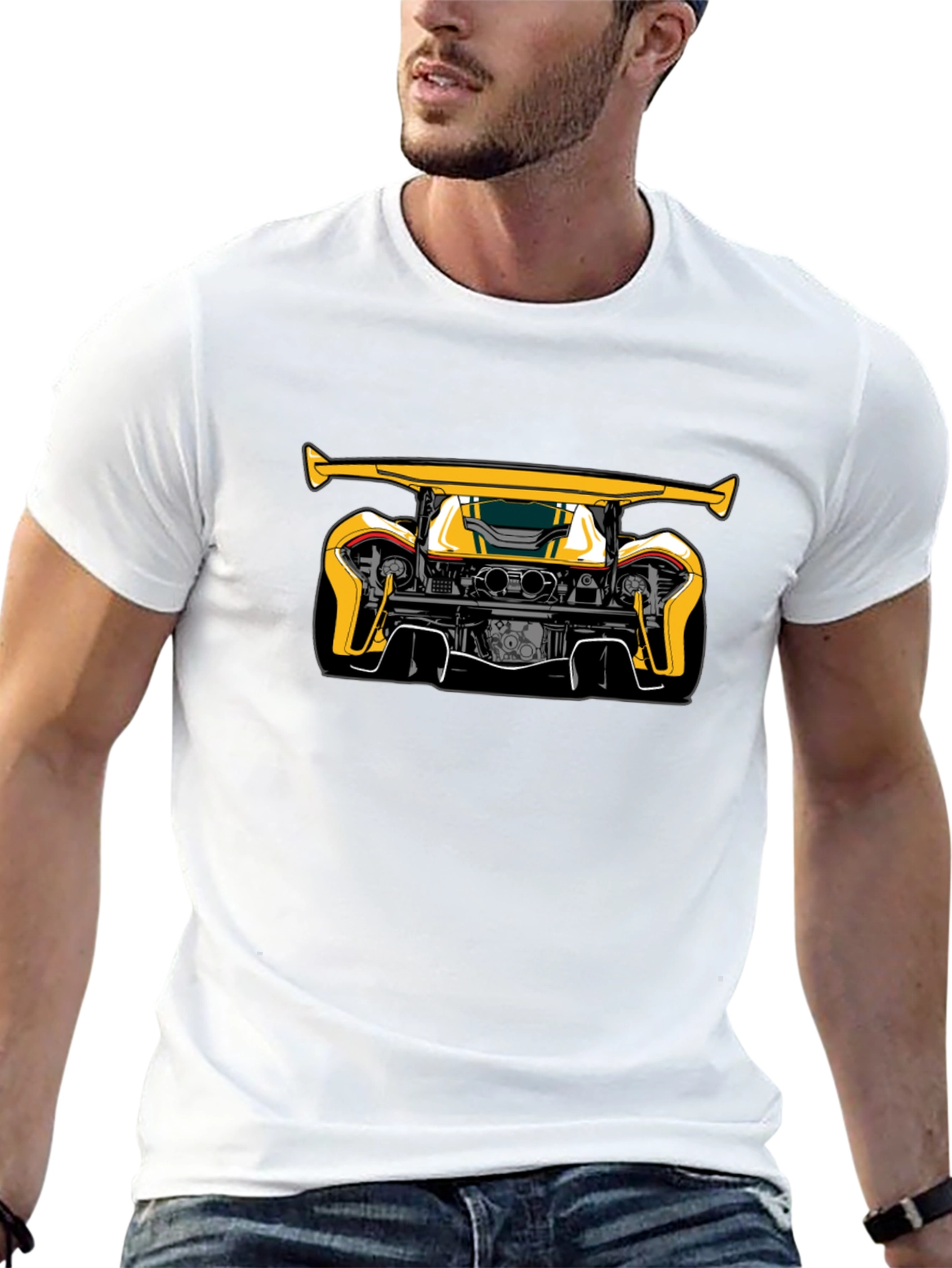 Yellow Car Graphic Black T-Shirt