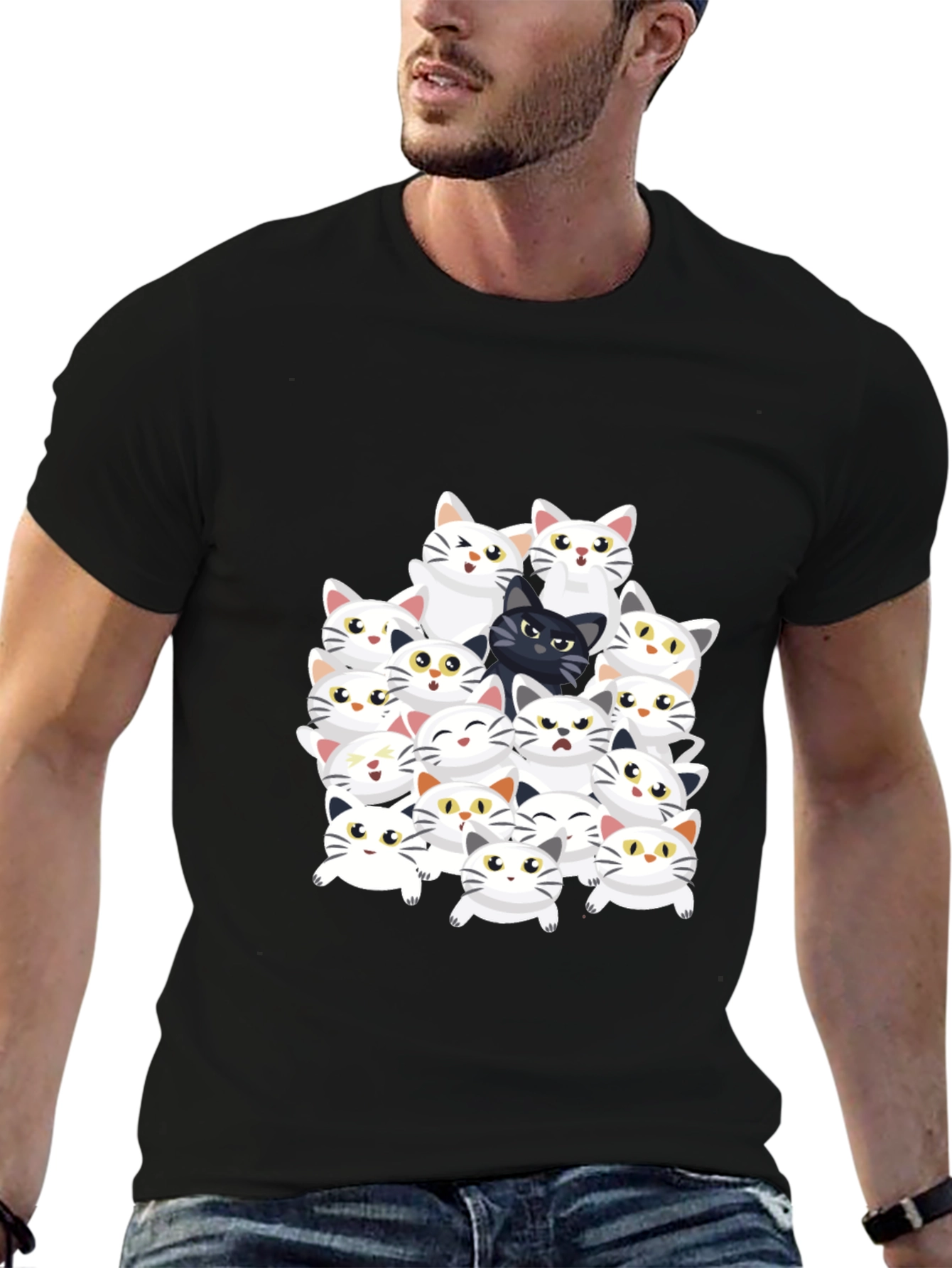 Cat Lover Graphic Tee - Black