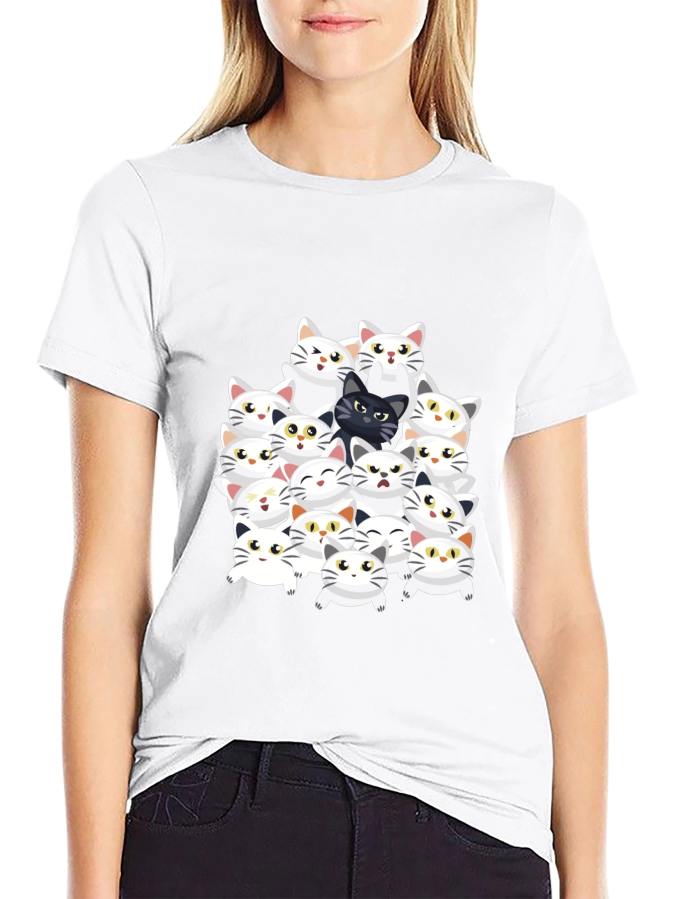 Cat Lover Graphic Tee - Black