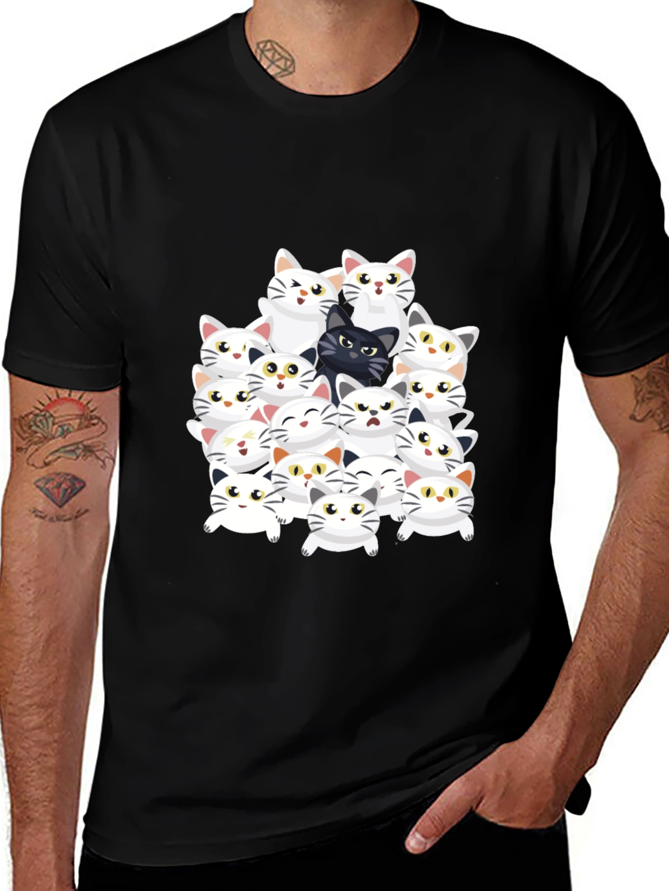 Cat Lover Graphic Tee - Black