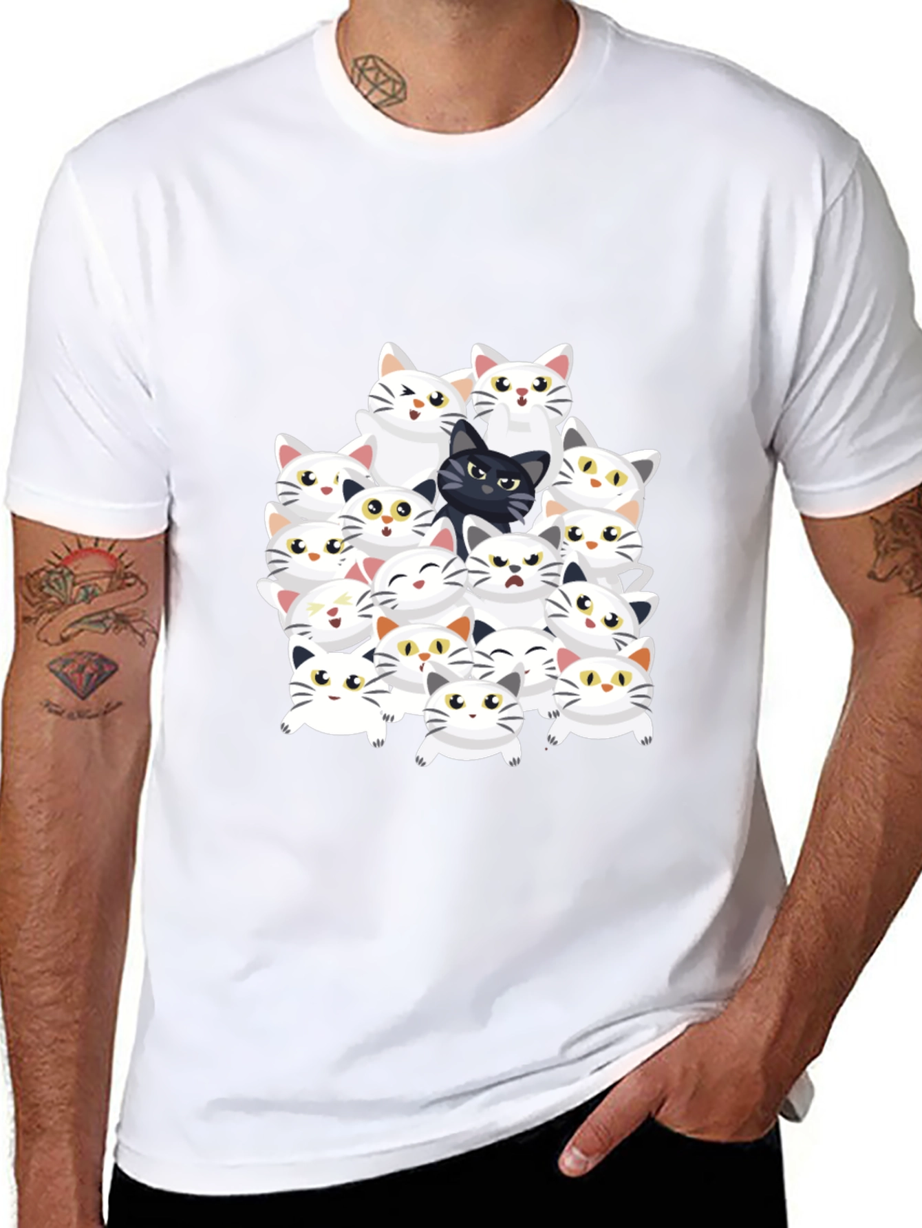 Cat Lover Graphic Tee - Black