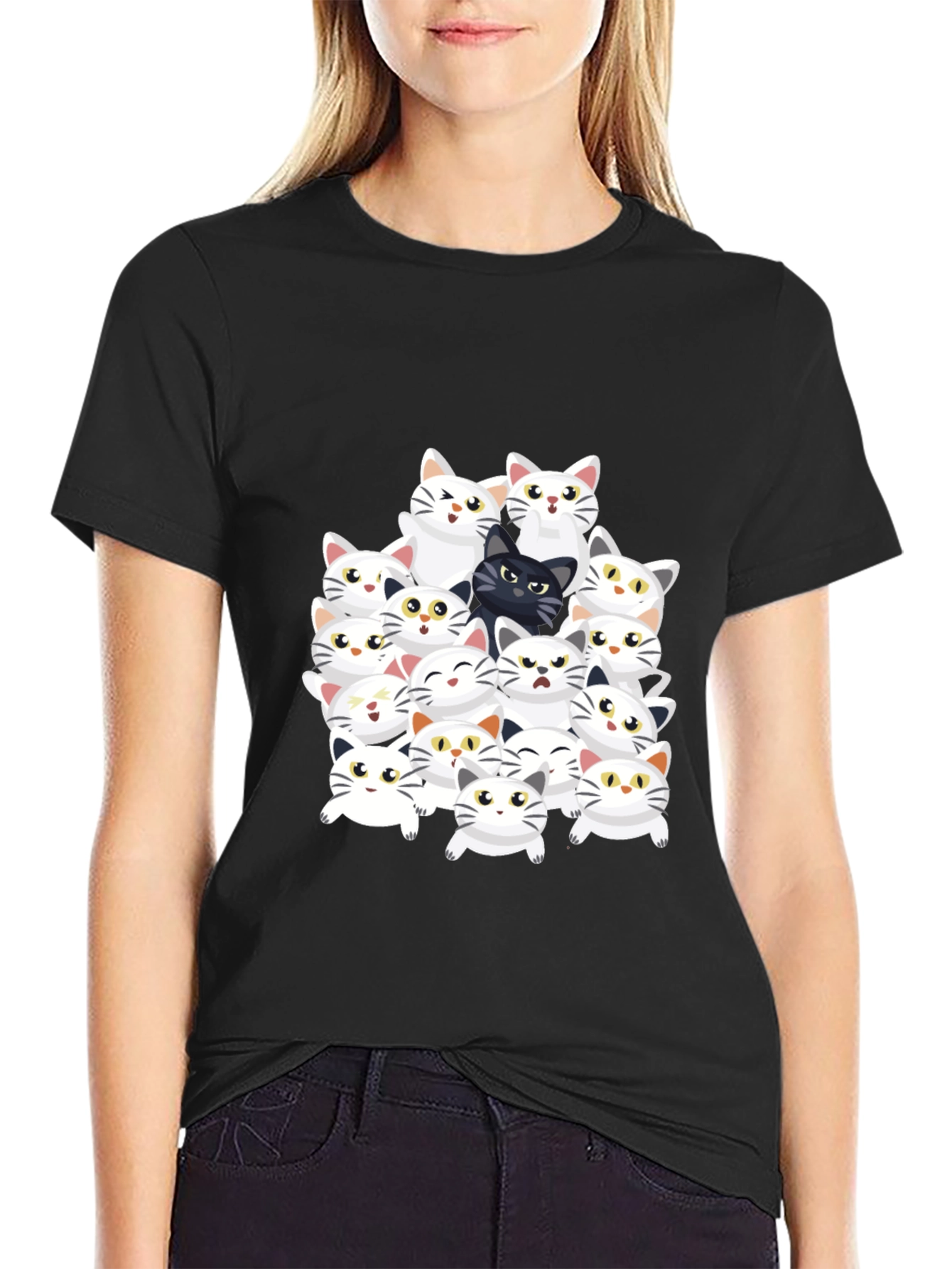 Cat Lover Graphic Tee - Black
