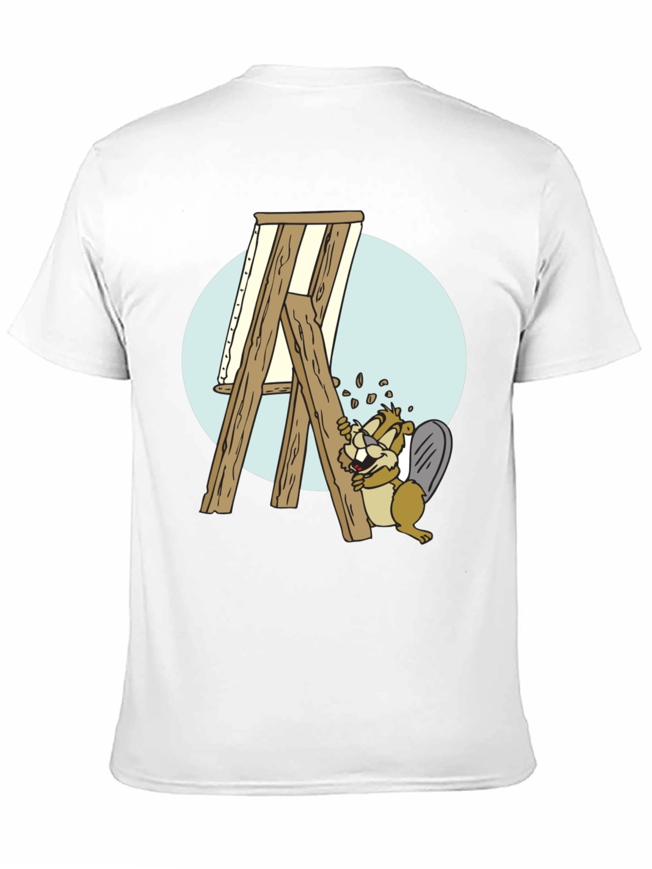 Cartoon Beaver Artist T-Shirt - Black