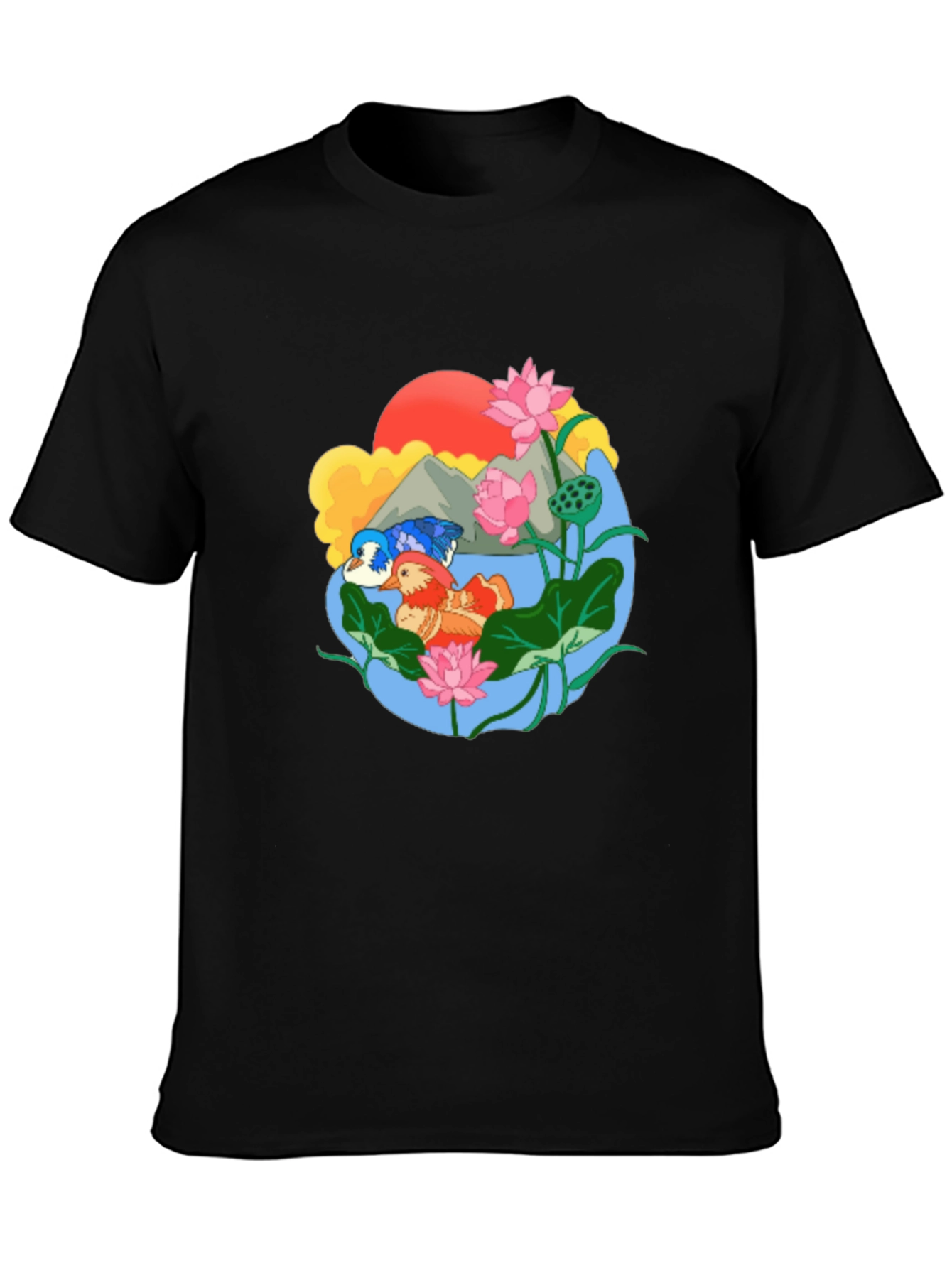 Mandarin Duck Lotus Pond Graphic Tee