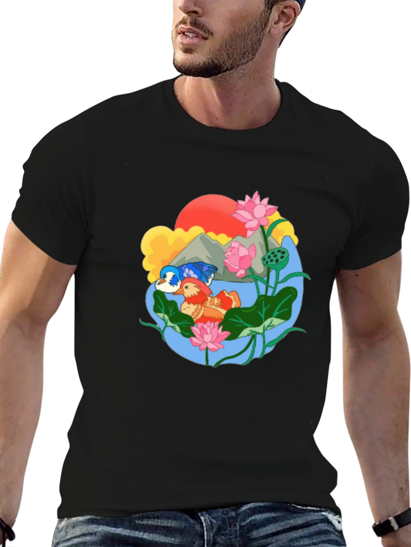 Mandarin Duck Lotus Pond Graphic Tee