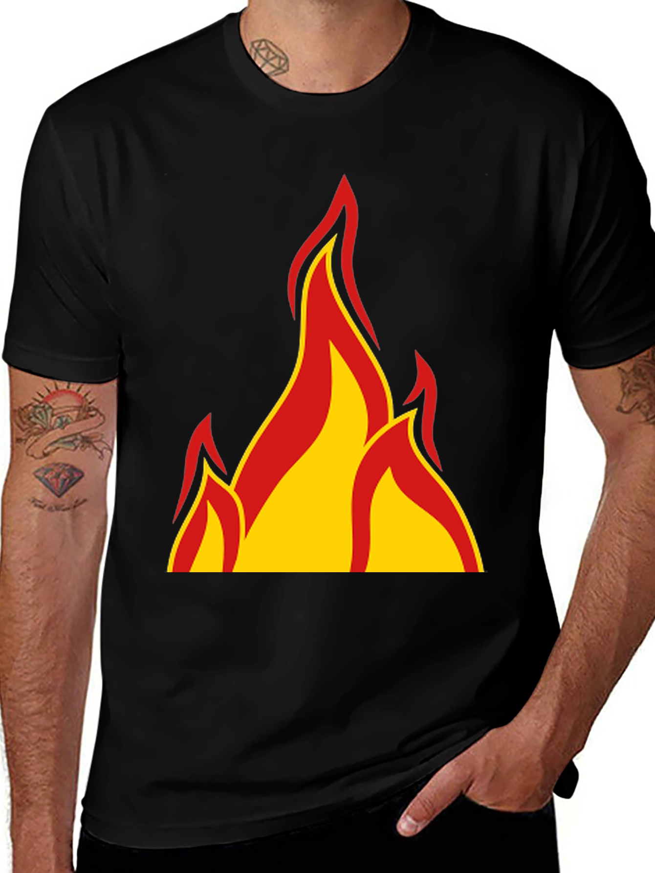 Fiery Flames Graphic T-Shirt - Bold Black Tee