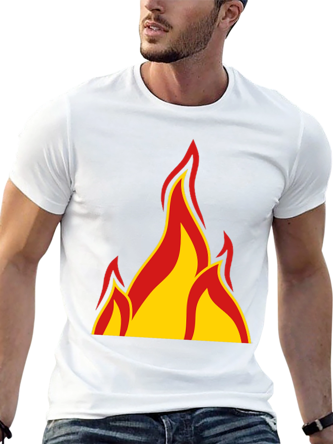 Fiery Flames Graphic T-Shirt - Bold Black Tee