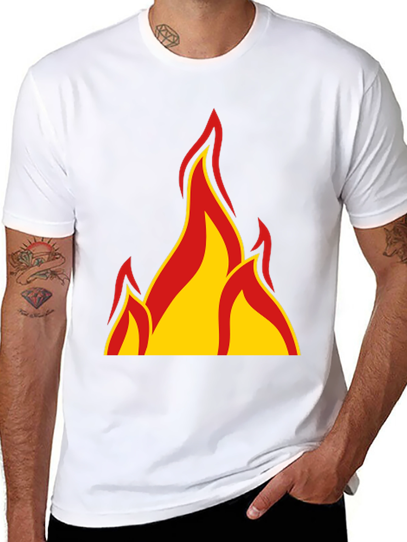 Fiery Flames Graphic T-Shirt - Bold Black Tee