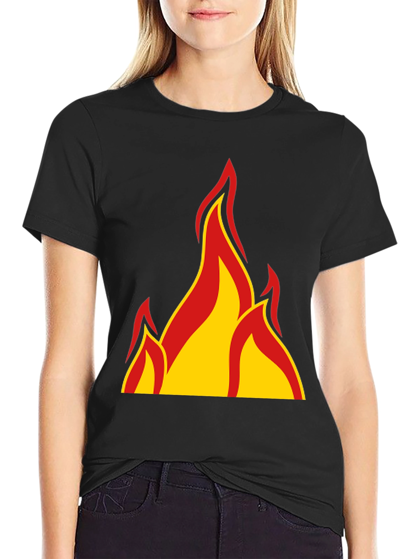 Fiery Flames Graphic T-Shirt - Bold Black Tee