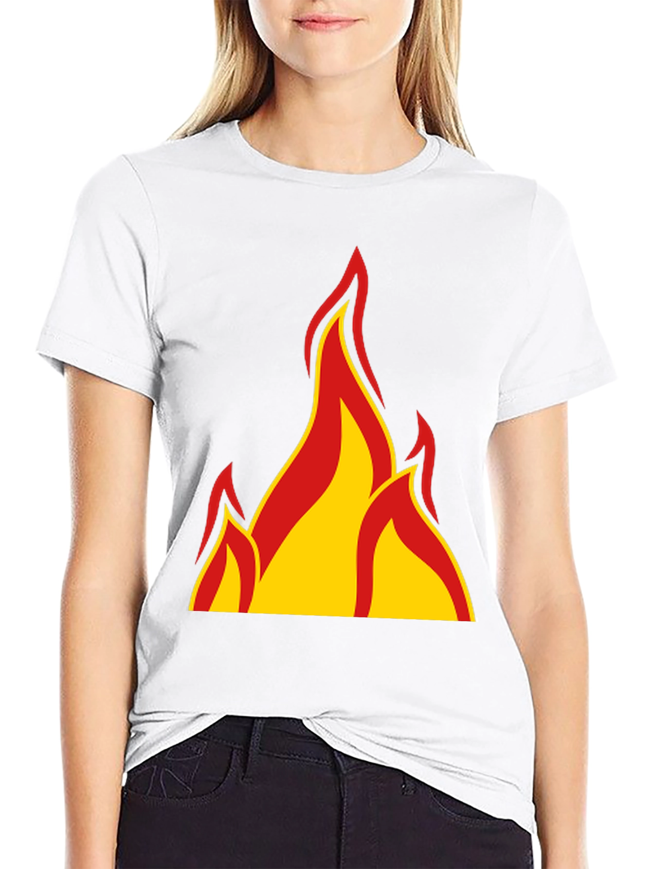Fiery Flames Graphic T-Shirt - Bold Black Tee