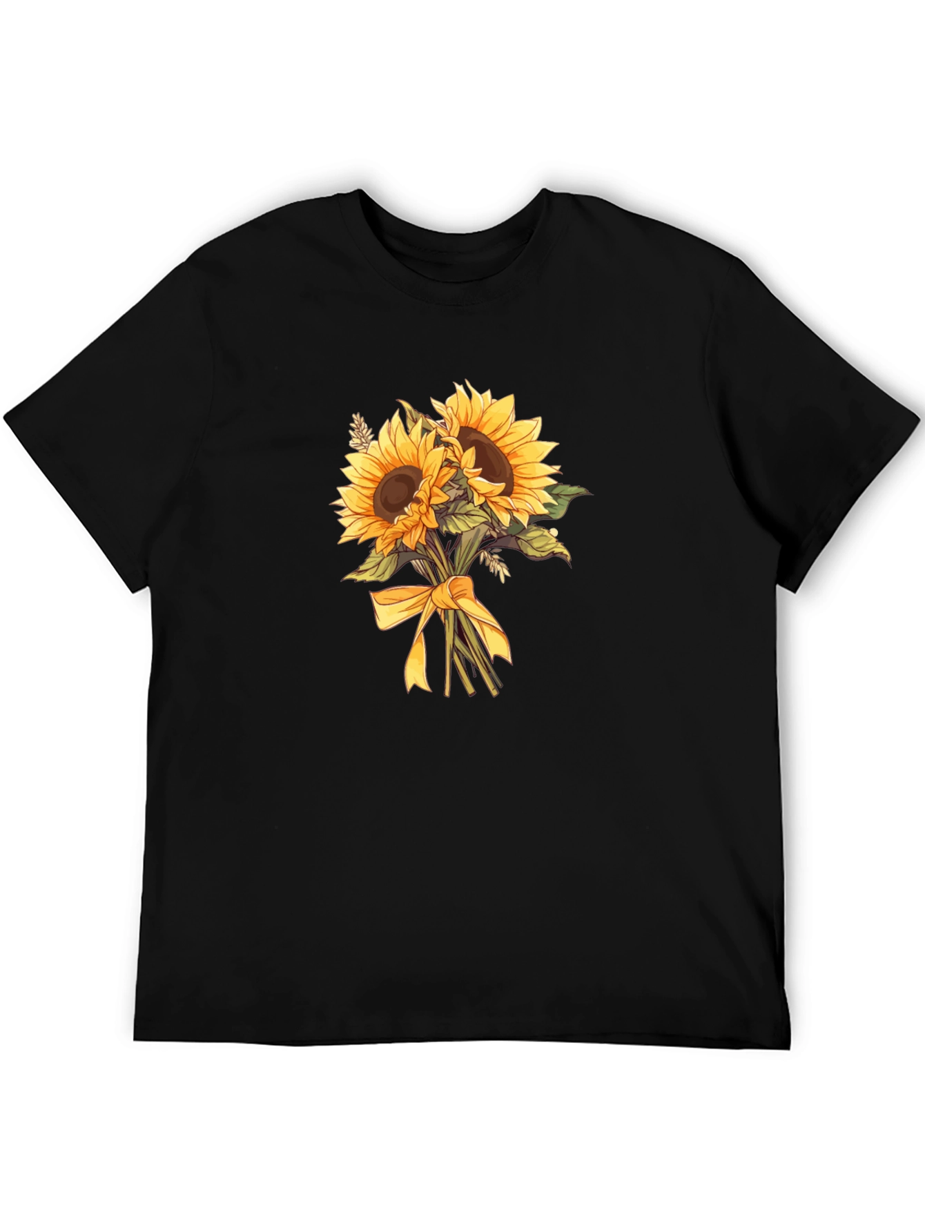 Sunflower Bouquet Graphic Tee - Black Cotton Blend