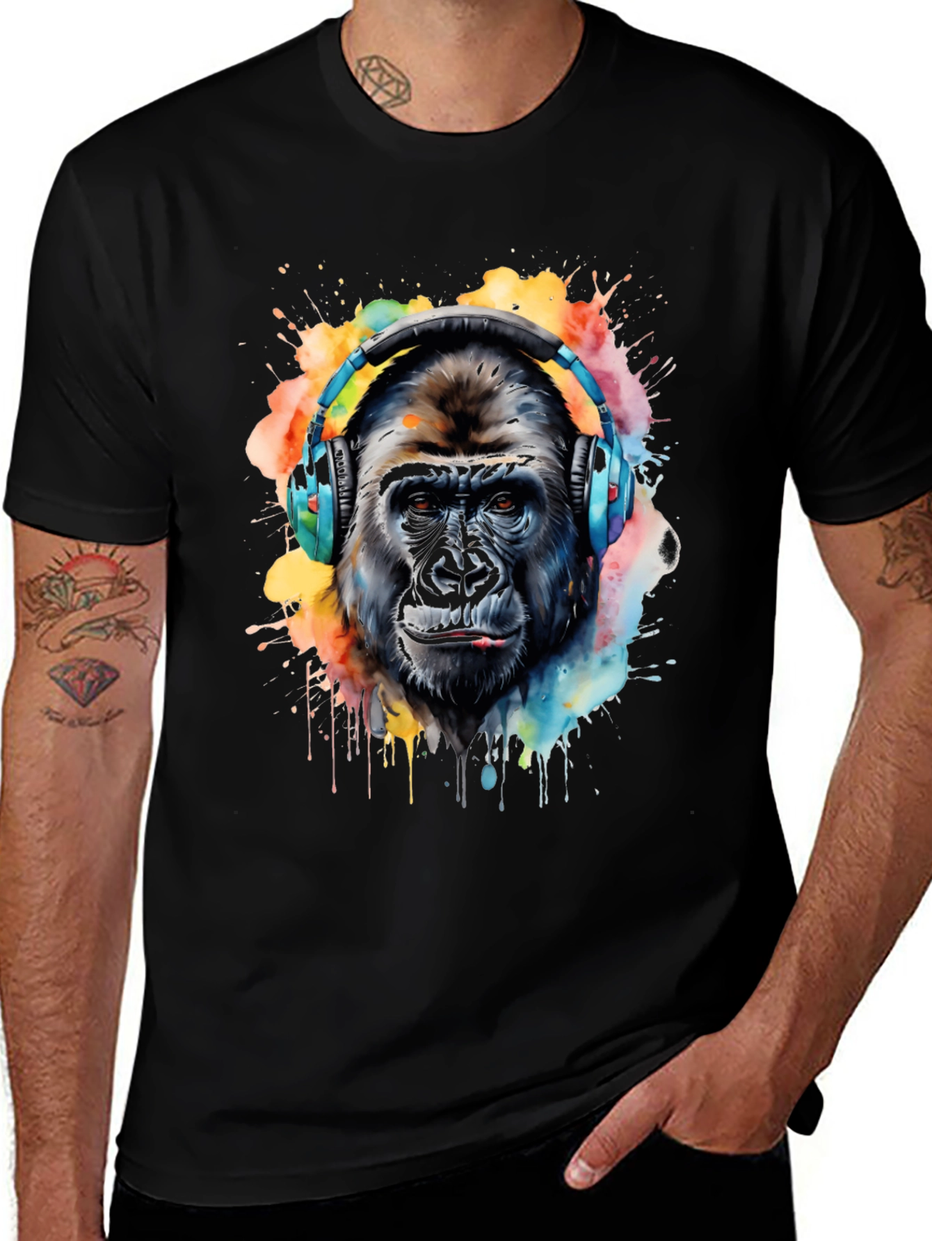 Gorilla Headphone Graphic Tee - Music Lover T-Shirt
