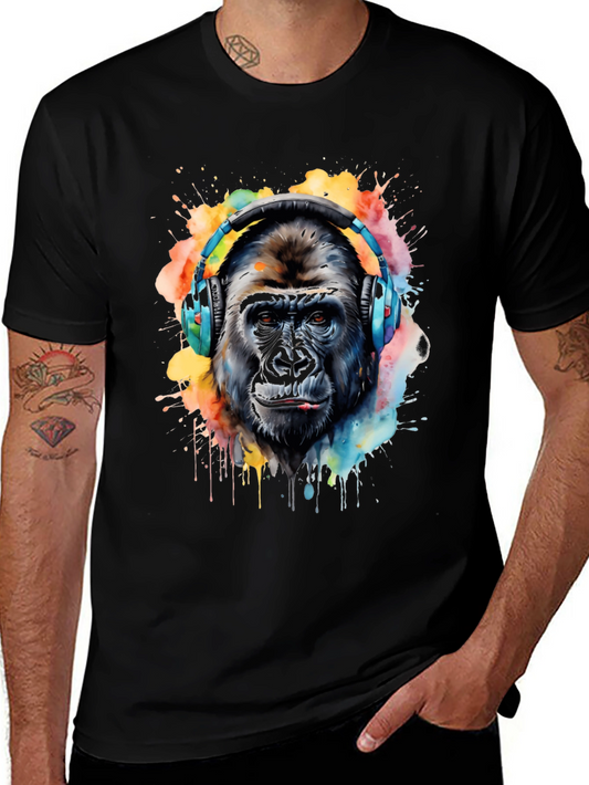 Gorilla Headphone Graphic Tee - Music Lover T-Shirt