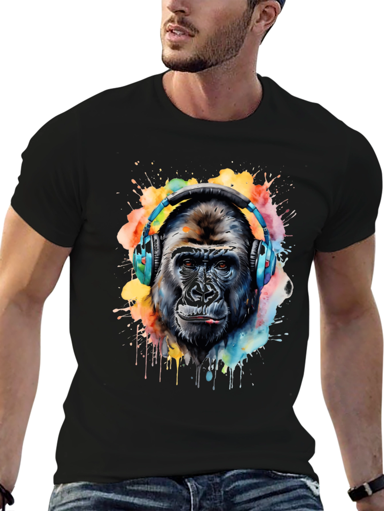 Gorilla Headphone Graphic Tee - Music Lover T-Shirt