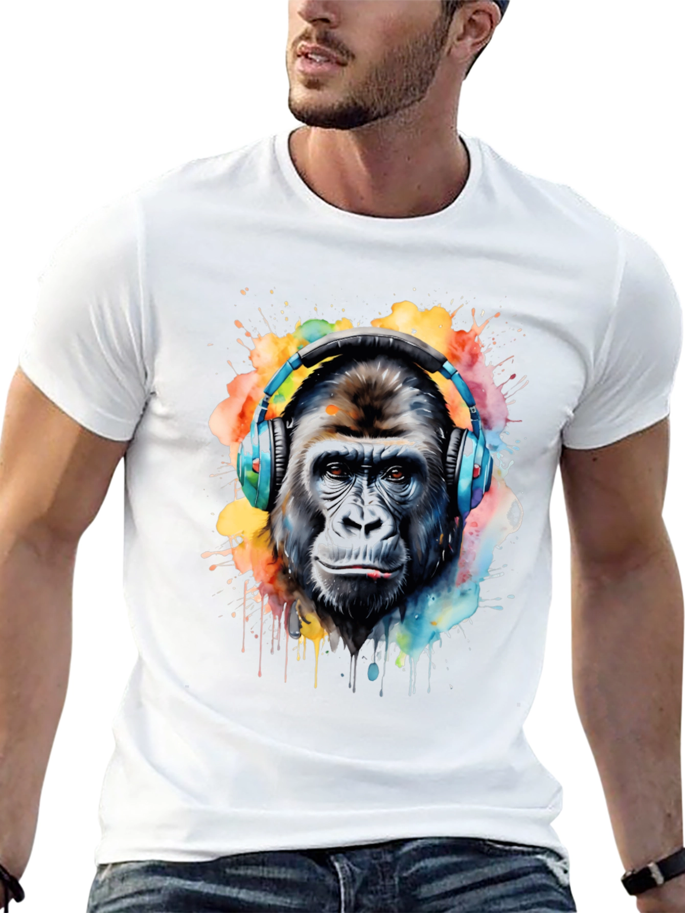 Gorilla Headphone Graphic Tee - Music Lover T-Shirt