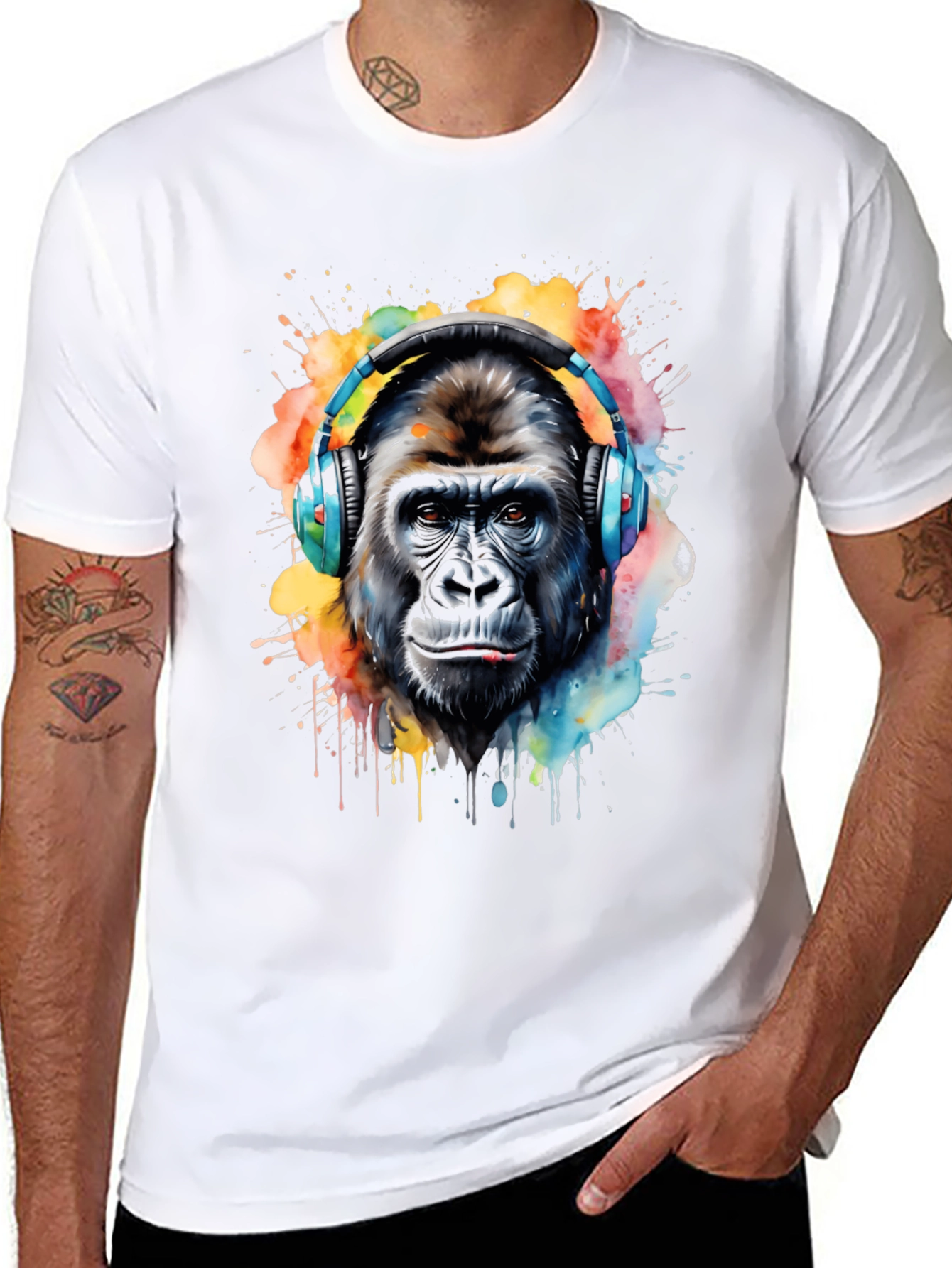 Gorilla Headphone Graphic Tee - Music Lover T-Shirt
