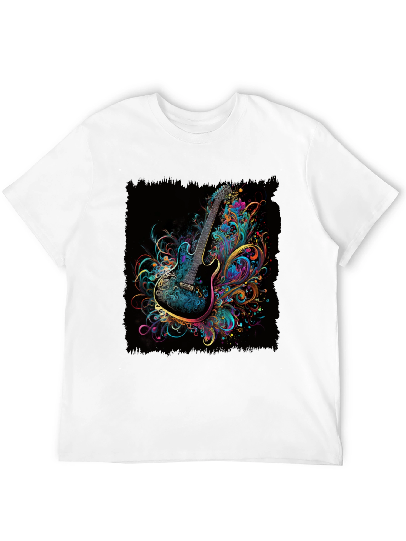 Electric Guitar Art T-Shirt - Black Cotton Tee