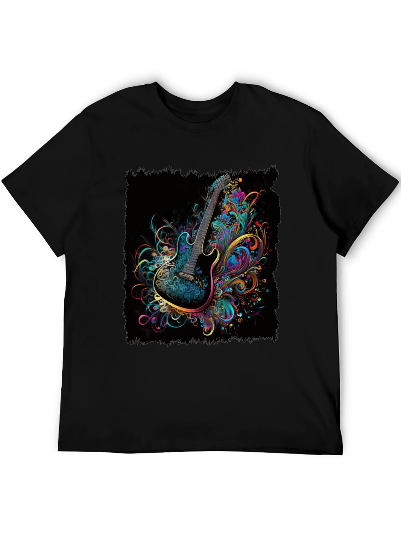 Electric Guitar Art T-Shirt - Black Cotton Tee