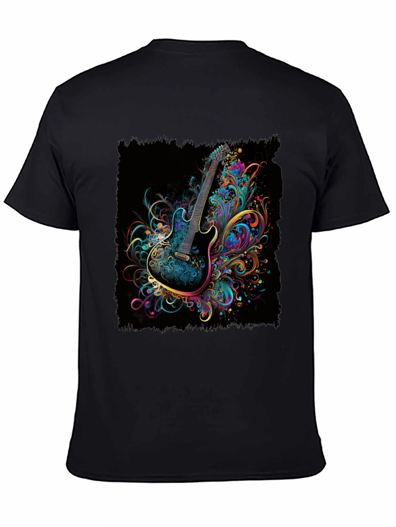 Electric Guitar Art T-Shirt - Black Cotton Tee