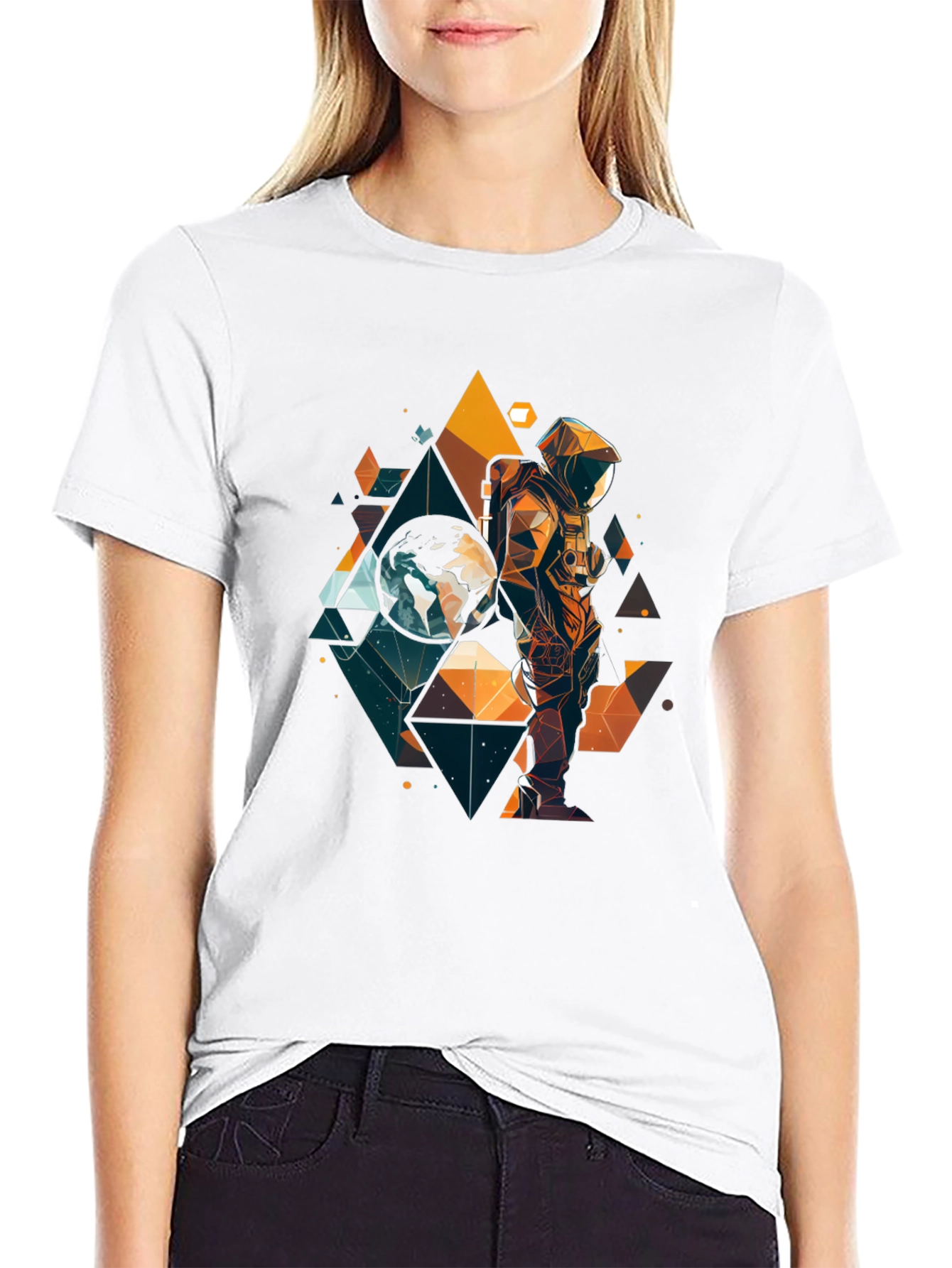 Geometric Astronaut Graphic T-Shirt - Space Explorer Tee