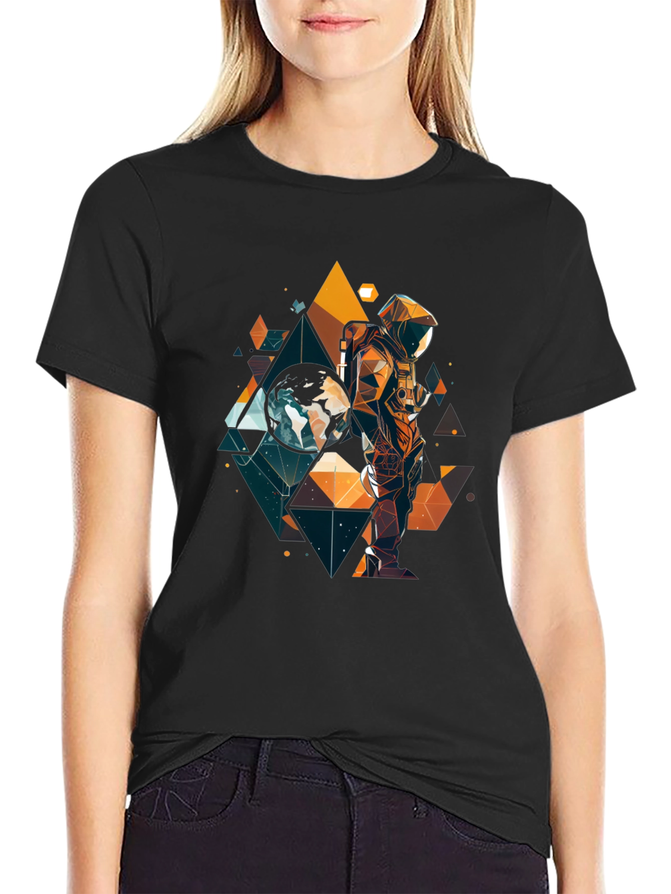 Geometric Astronaut Graphic T-Shirt - Space Explorer Tee
