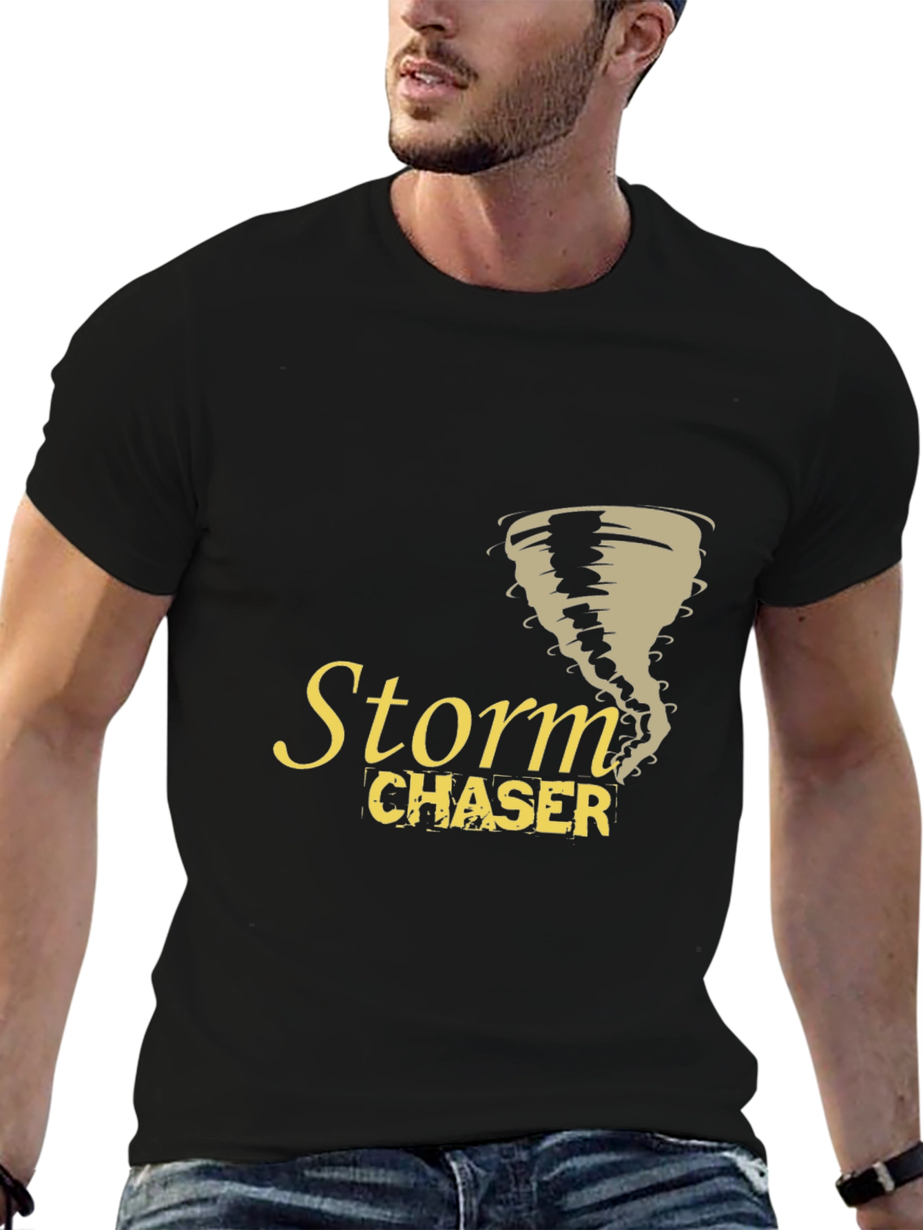 Storm Chaser Black T-Shirt Tornado Graphic Design