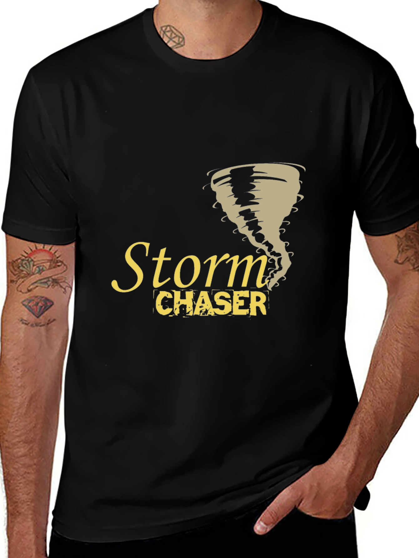 Storm Chaser Black T-Shirt Tornado Graphic Design