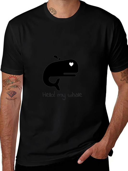 Whale Heart Graphic Tee - Mens Black T-Shirt