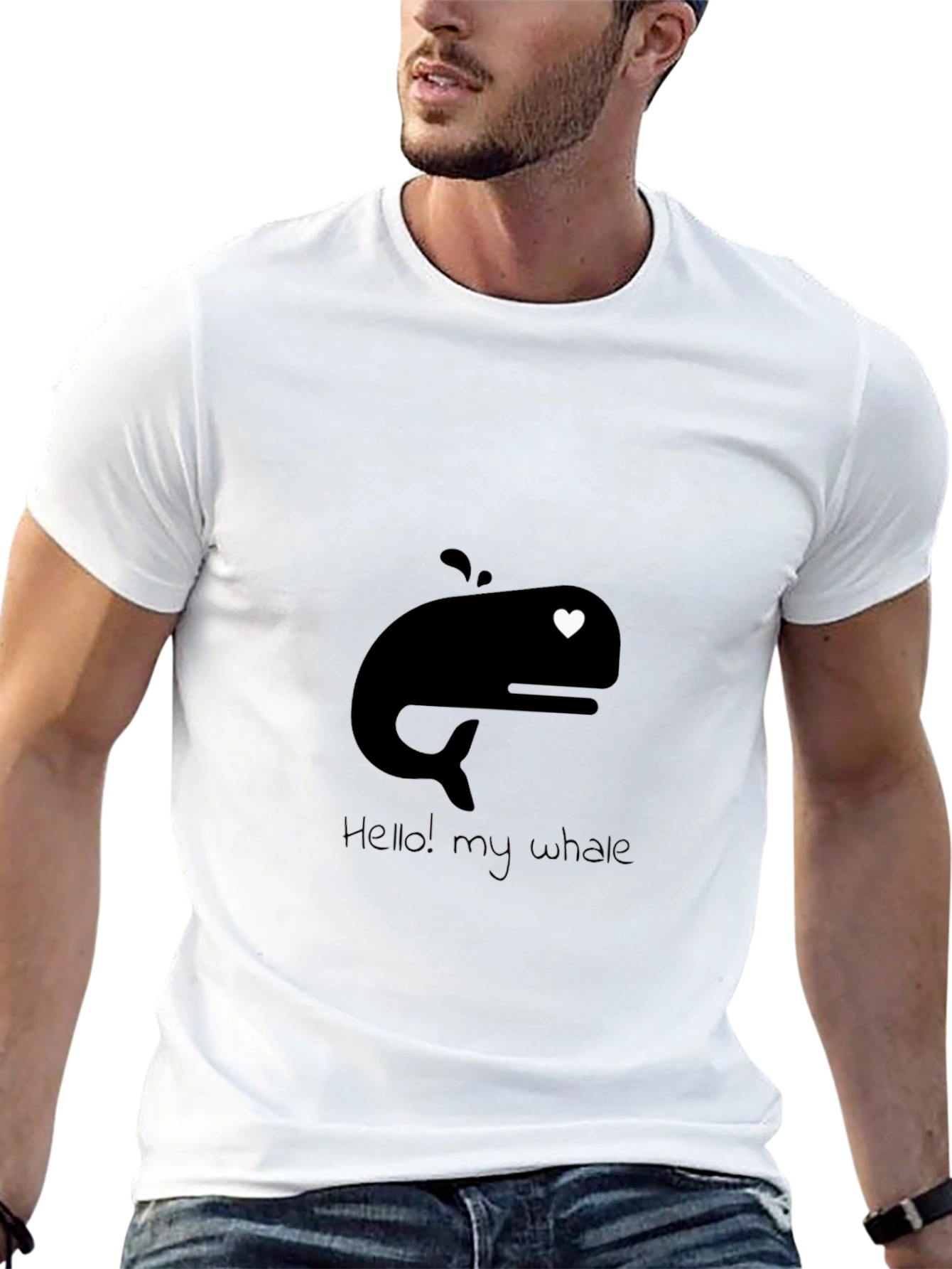 Whale Heart Graphic Tee - Mens Black T-Shirt