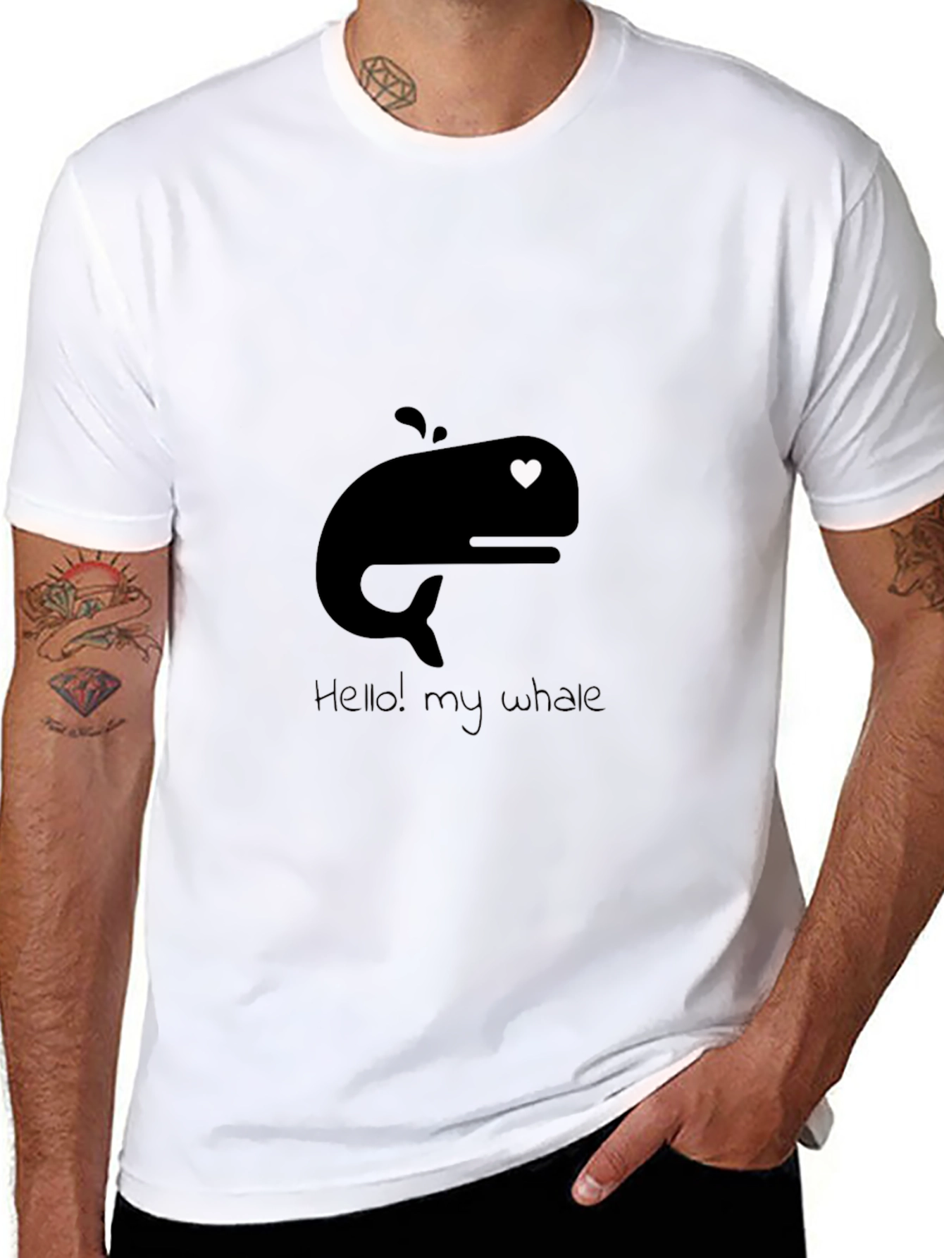 Whale Heart Graphic Tee - Mens Black T-Shirt