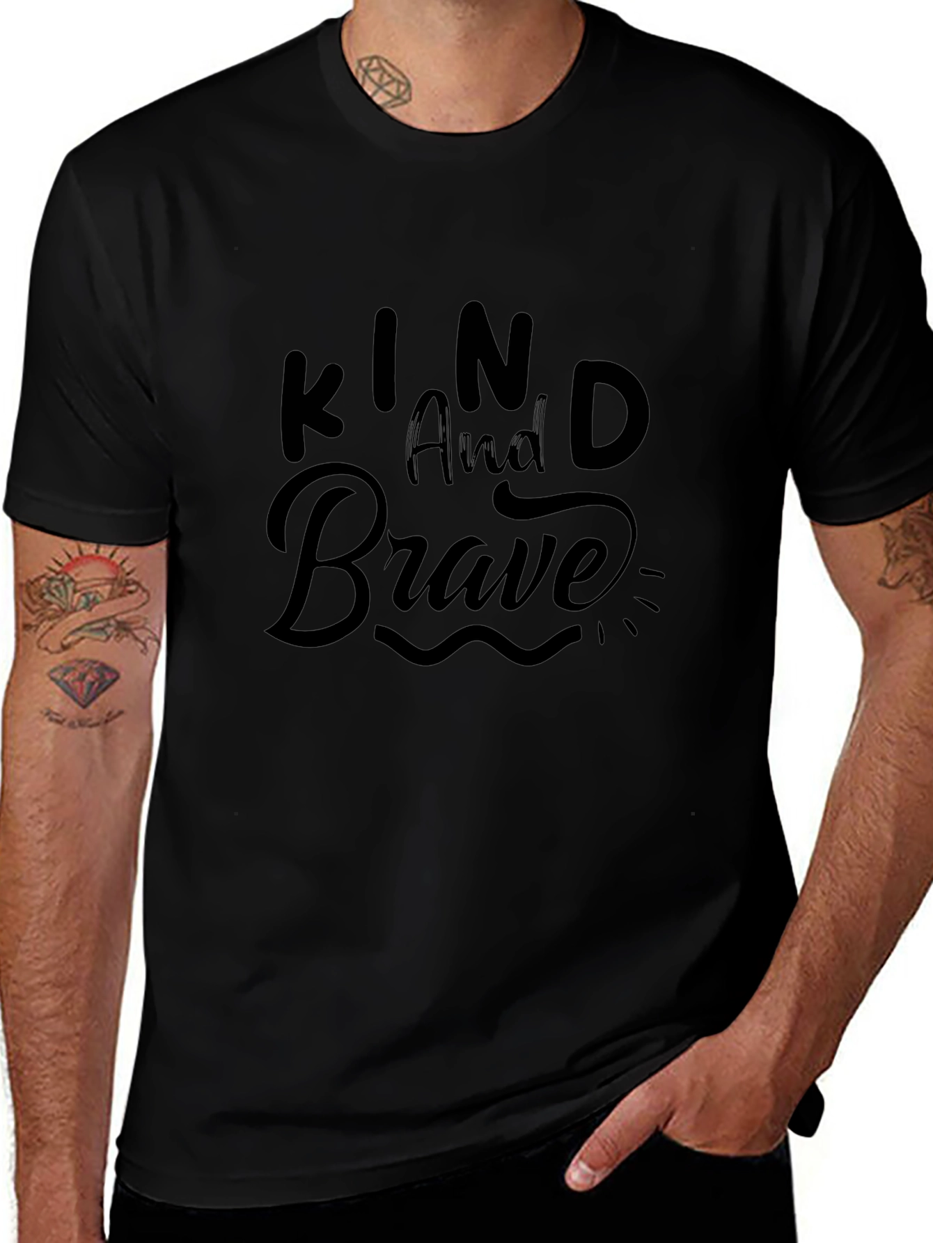 Kind and Brave Black Graphic Tee