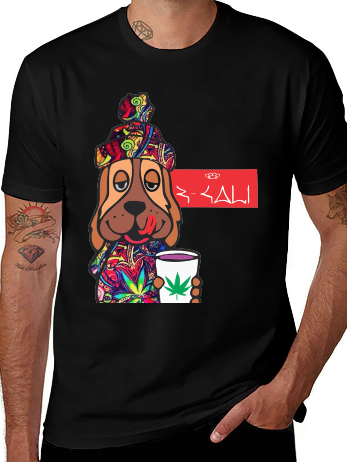 Novelty Dog Graphic T-Shirt - Cannabis Cup Design