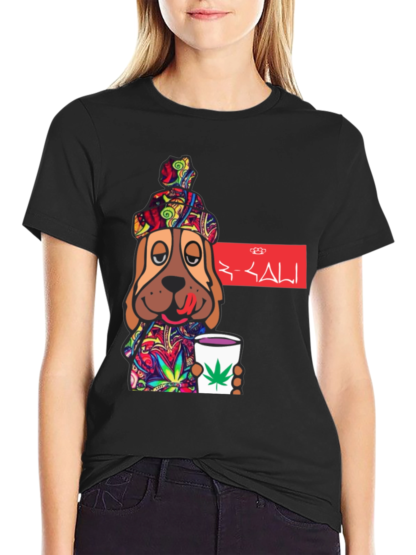 Novelty Dog Graphic T-Shirt - Cannabis Cup Design