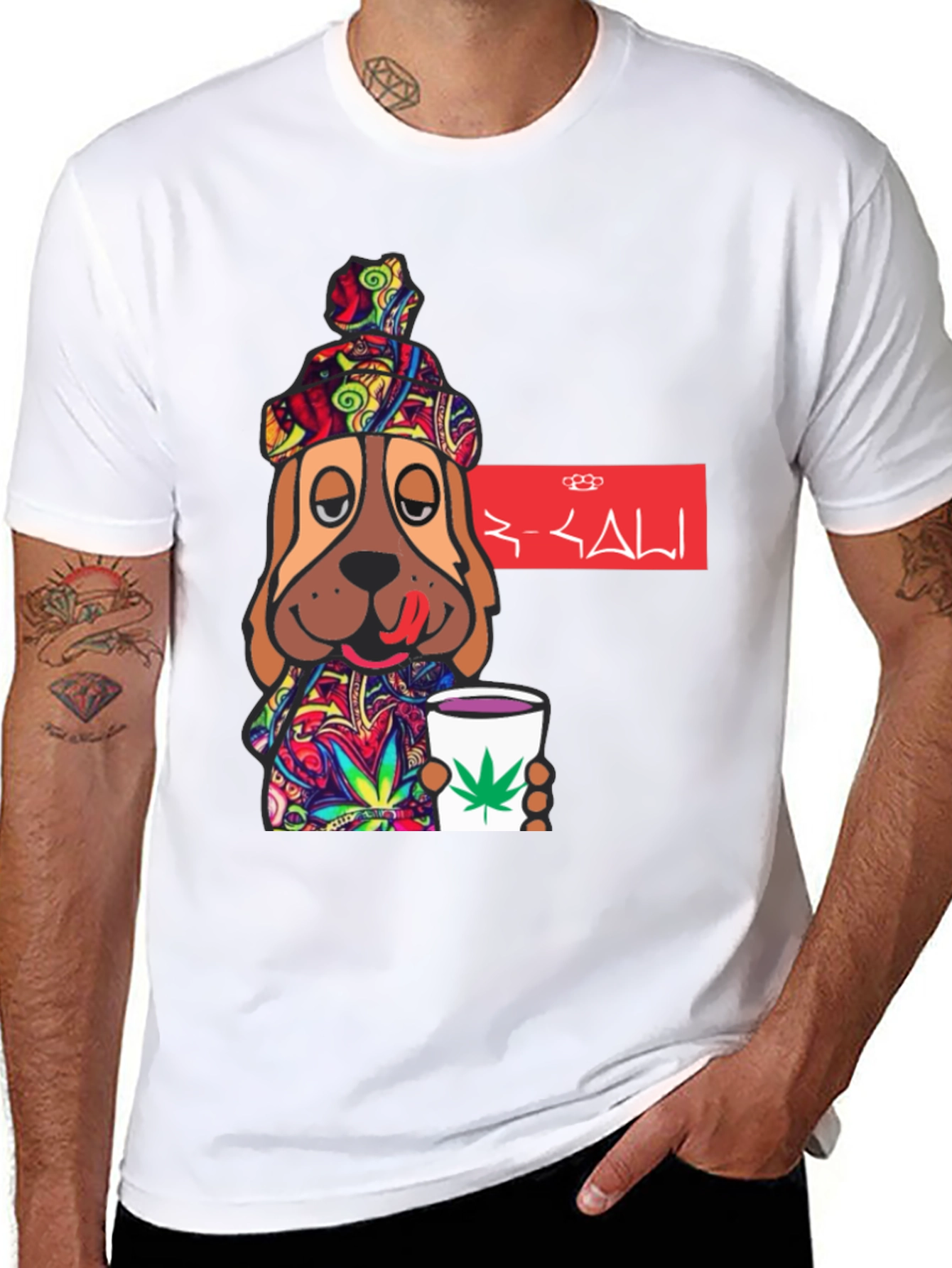 Novelty Dog Graphic T-Shirt - Cannabis Cup Design