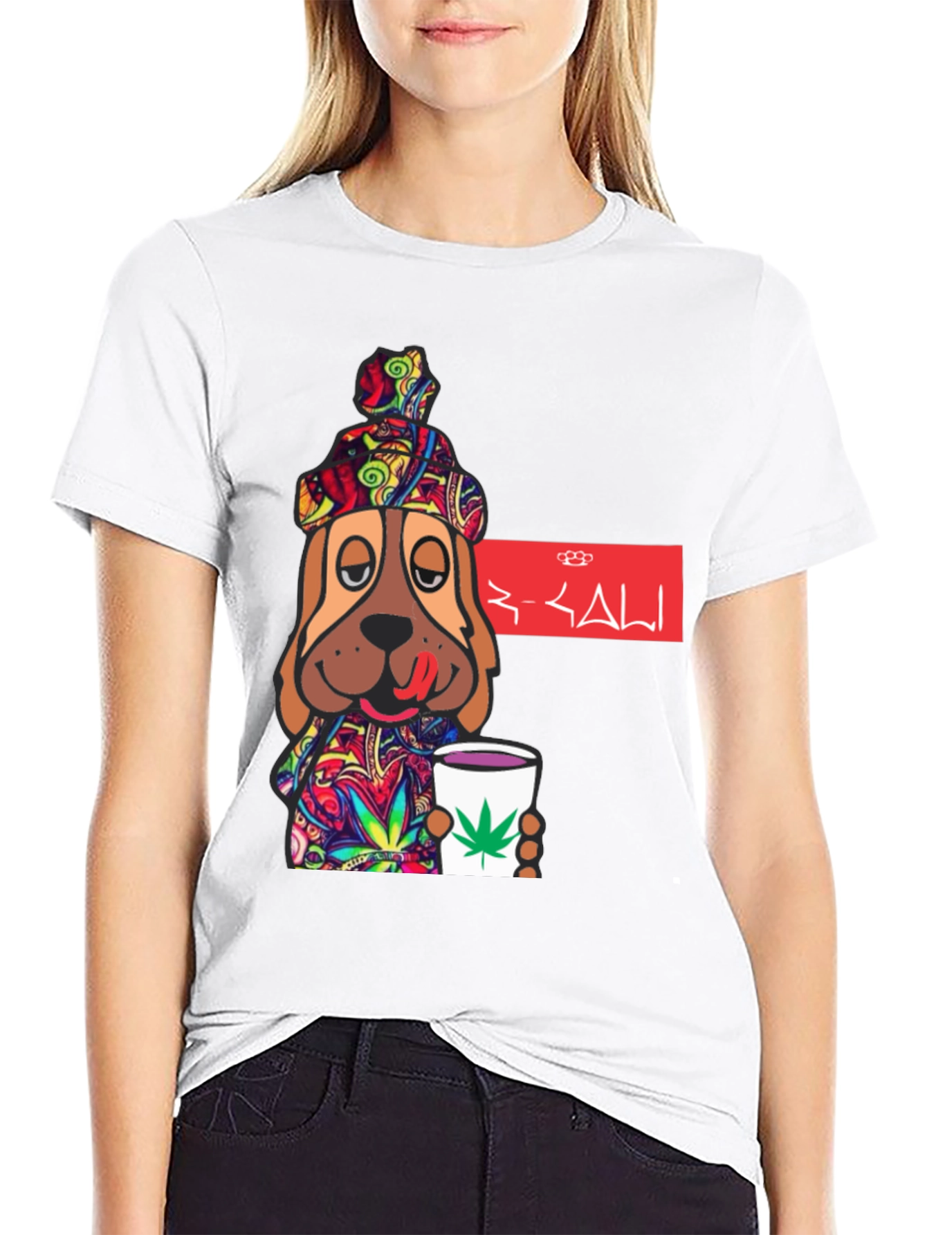 Novelty Dog Graphic T-Shirt - Cannabis Cup Design