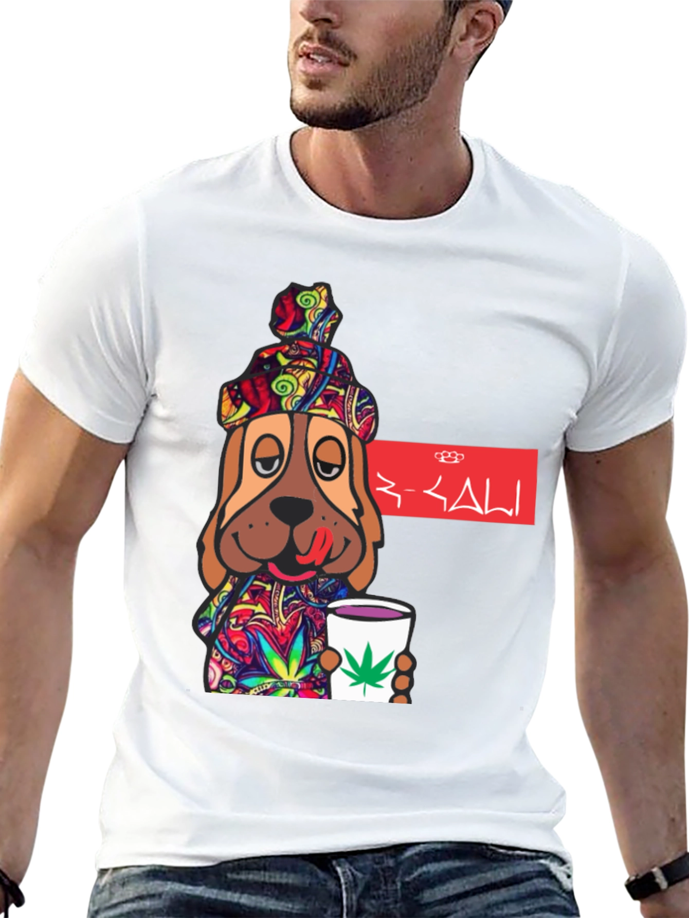Novelty Dog Graphic T-Shirt - Cannabis Cup Design