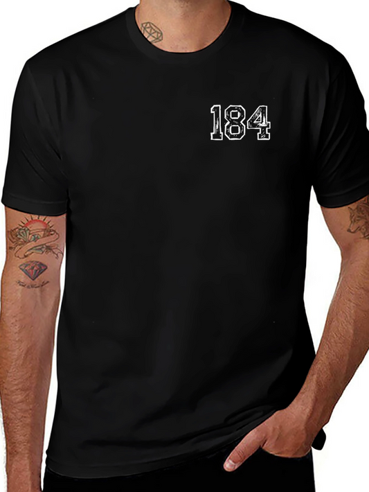Mens Black T-Shirt with 184 Graphic