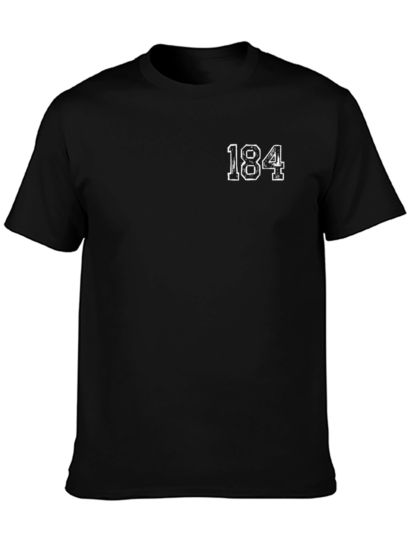 Mens Black T-Shirt with 184 Graphic