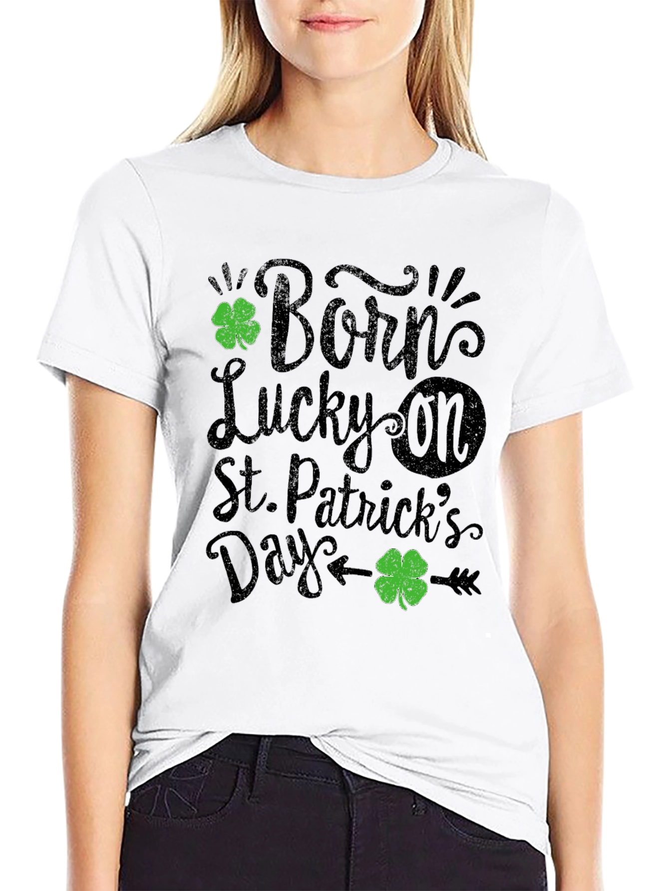 Born Lucky St. Patricks Day Black T-Shirt
