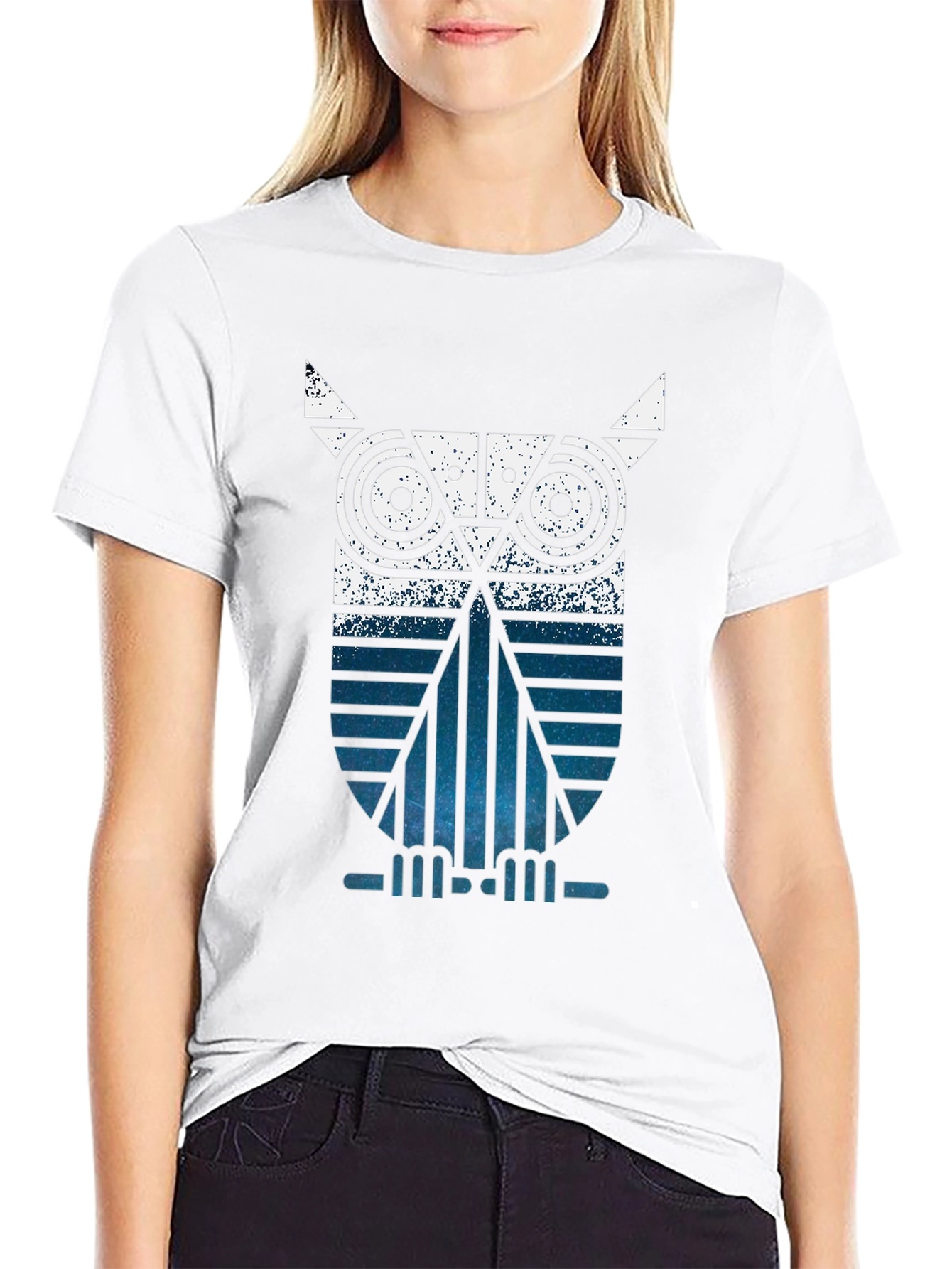Geometric Owl Graphic Tee - Modern Style
