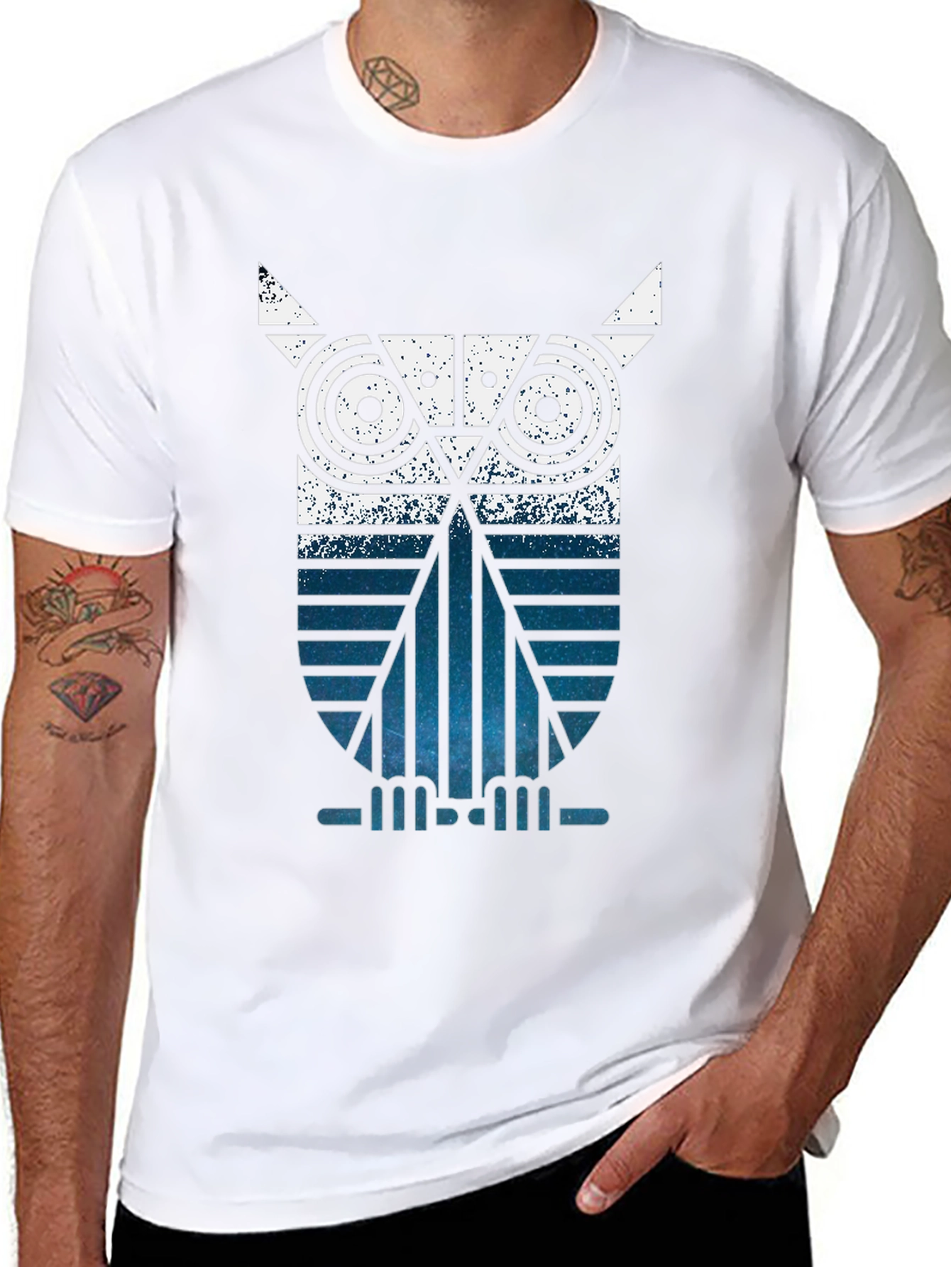 Geometric Owl Graphic Tee - Modern Style