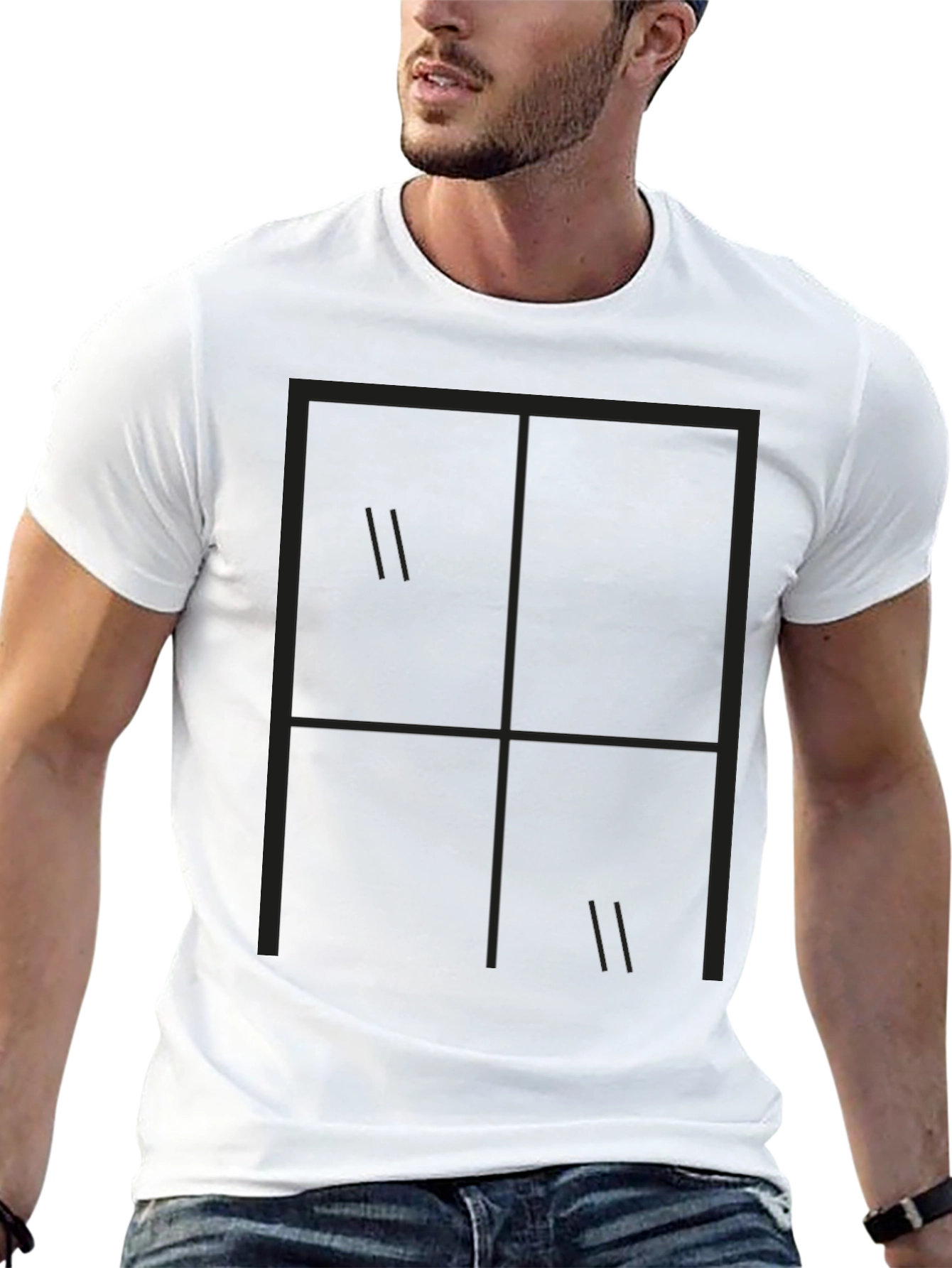 Minimalist Window Pane Graphic Tee - Black