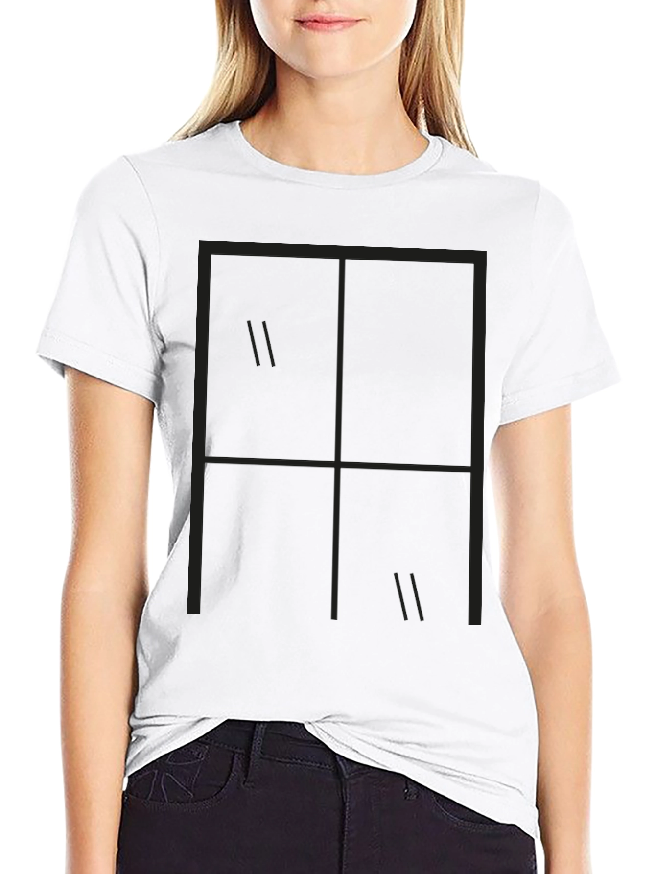 Minimalist Window Pane Graphic Tee - Black