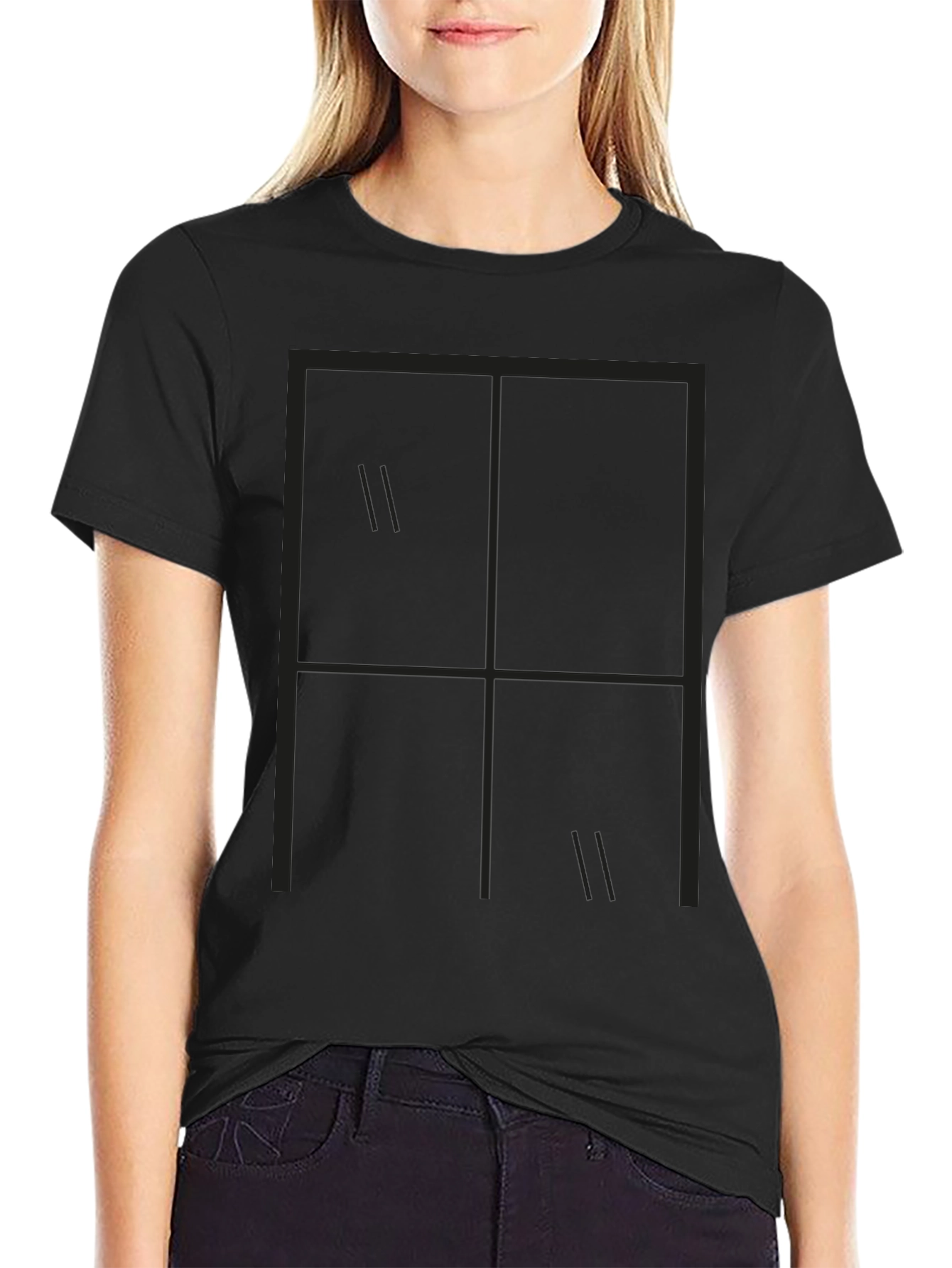 Minimalist Window Pane Graphic Tee - Black