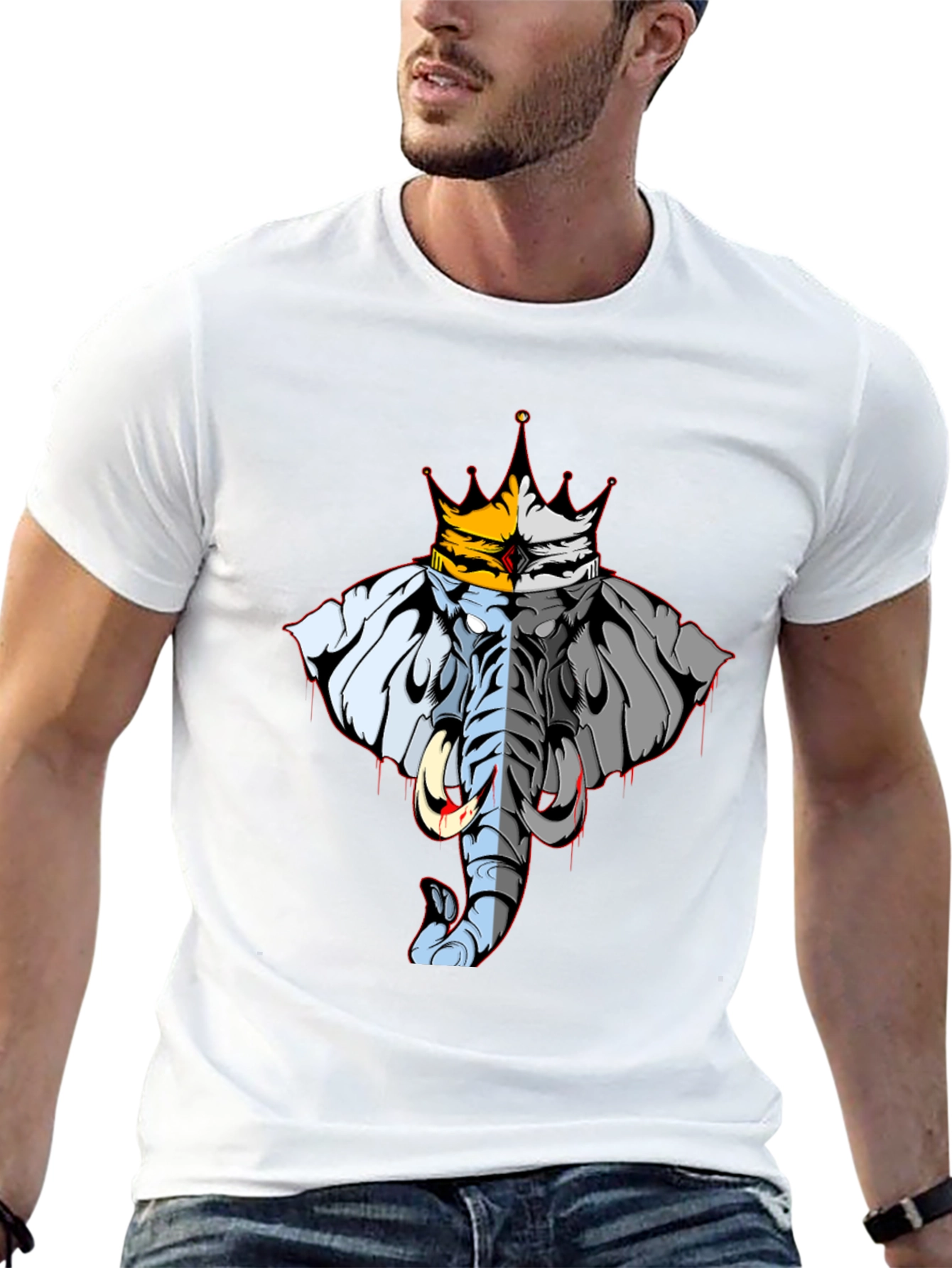King Elephant Graphic Tee - Unique Design Black T-Shirt