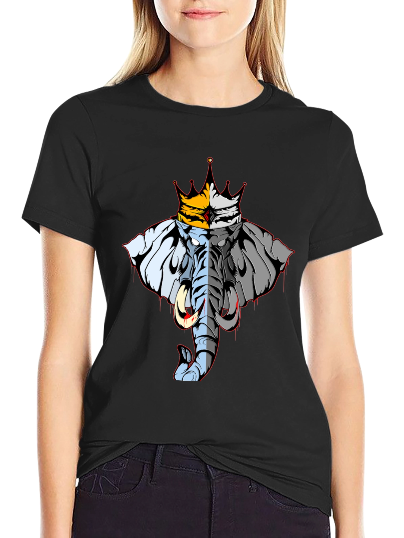 King Elephant Graphic Tee - Unique Design Black T-Shirt